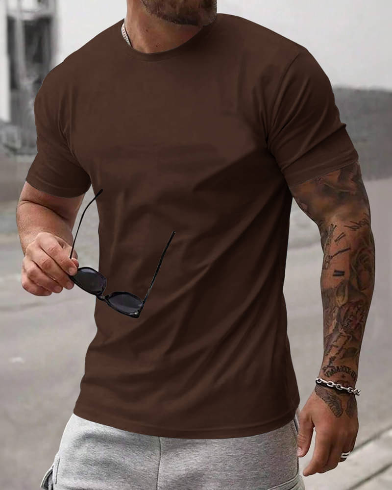 Eyebogler Cotton Blend Regular Fit Solid Half Sleeves Men's Round T-Shirt - Brown ( Pack of 1 ) Eyebogler Cotton Blend Regular Fit Solid Half Sleeves Men's Round T-Shirt - Brown ( Pack of 1 )