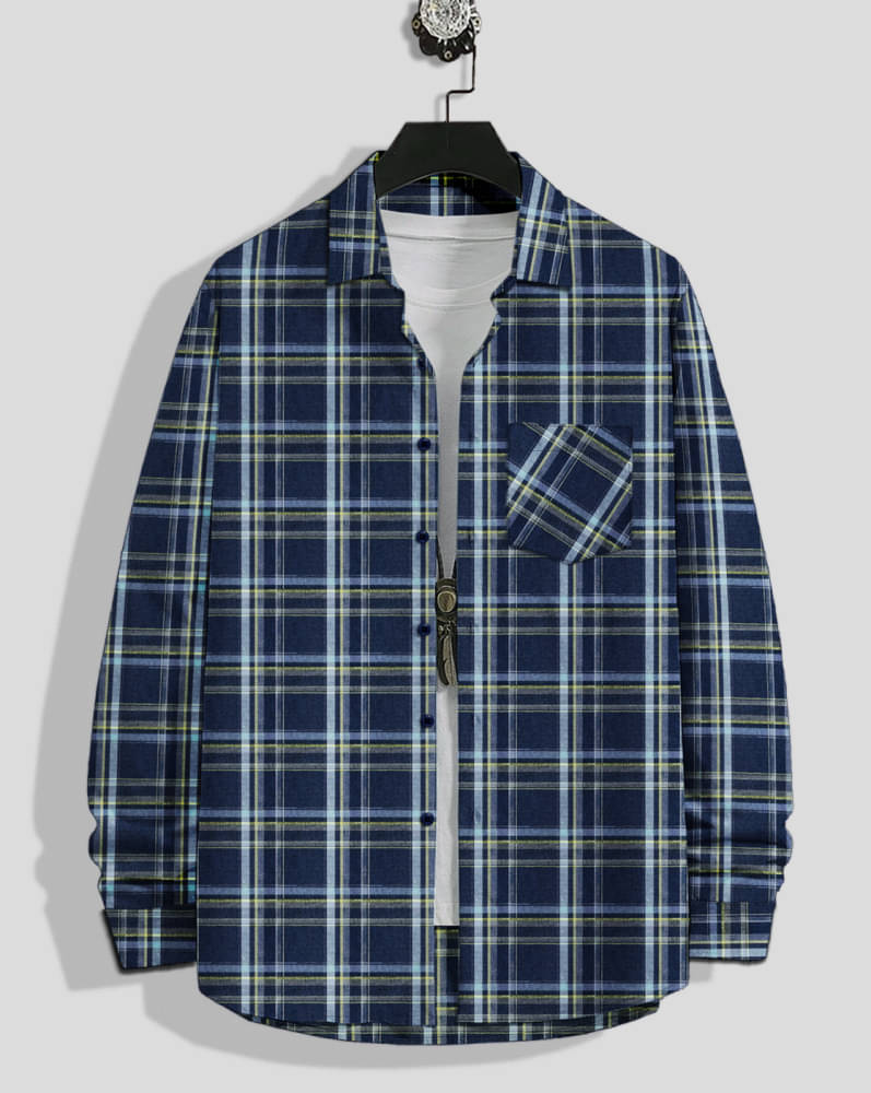 Eyebogler Cotton Blend Regular Fit Checks Full Sleeves Men's Casual Shirt - Blue ( Pack of 1 ) Eyebogler Cotton Blend Regular Fit Checks Full Sleeves Men's Casual Shirt - Blue ( Pack of 1 )