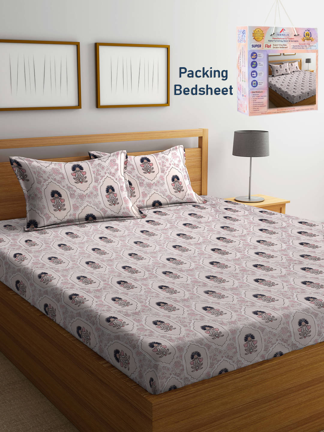 FABINALIV Poly Cotton 1 Double King Bedsheet with 2 Pillow Covers ( Cream ) FABINALIV Poly Cotton 1 Double King Bedsheet with 2 Pillow Covers ( Cream )
