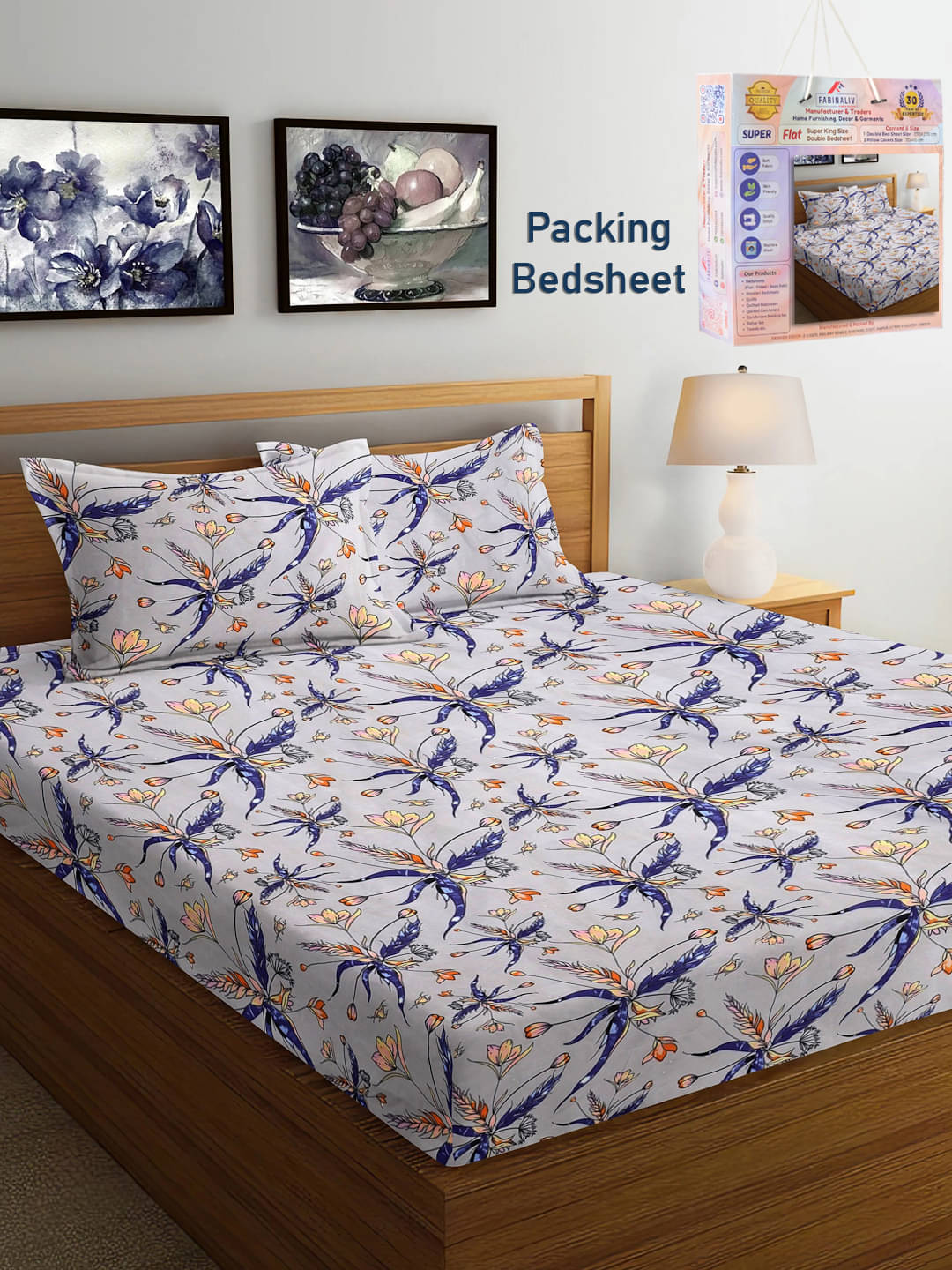 FABINALIV Poly Cotton 1 Double King Bedsheet with 2 Pillow Covers ( Light Grey ) FABINALIV Poly Cotton 1 Double King Bedsheet with 2 Pillow Covers ( Light Grey )
