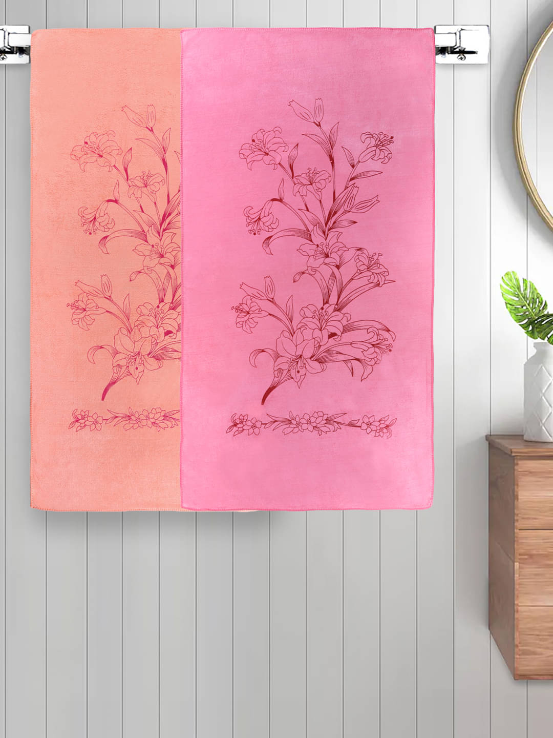     			FABINALIV Set of 2 Multi Cotton Bath Towels