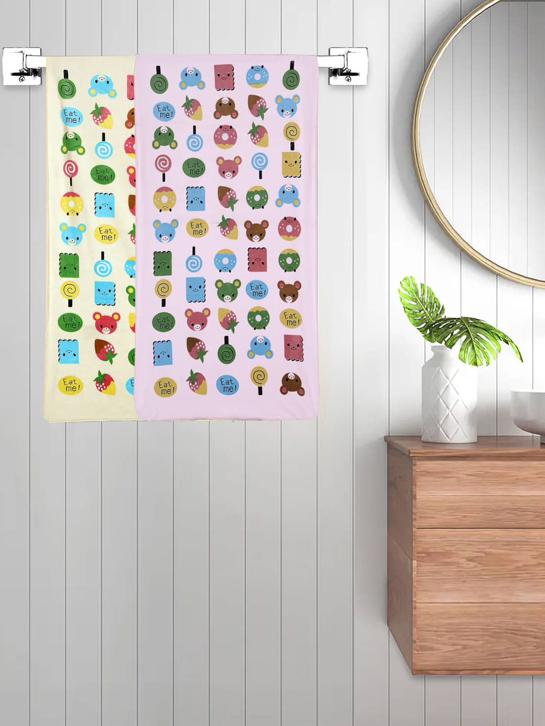    			FABINALIV Set of 2 Multi Cotton Bath Towels