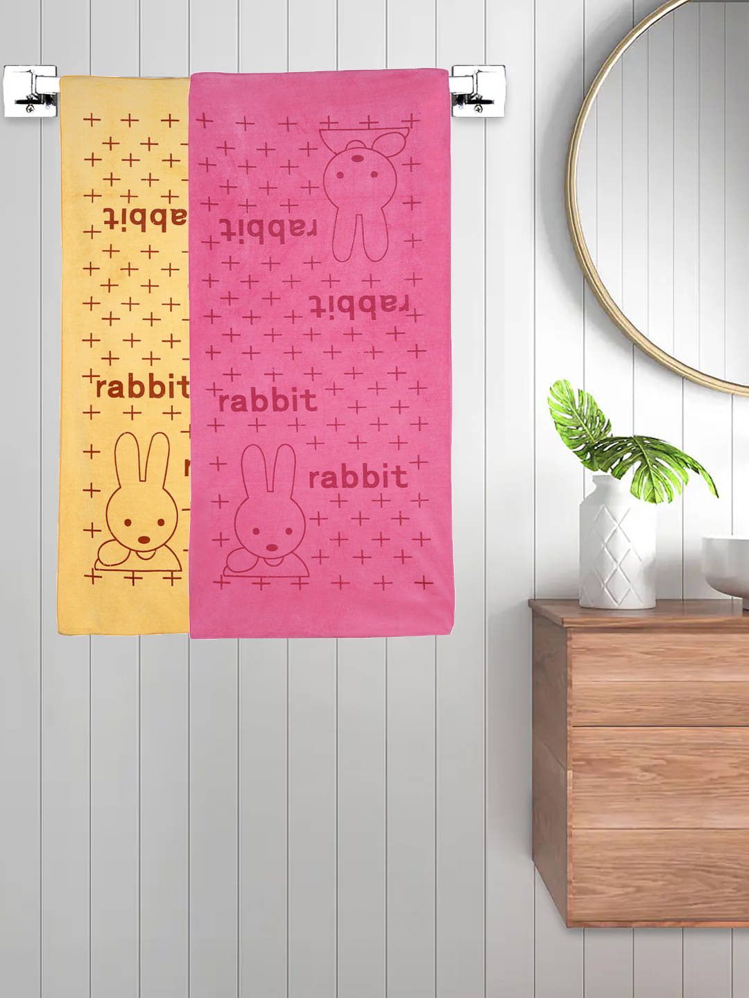     			FABINALIV Set of 2 Multi Cotton Bath Towels