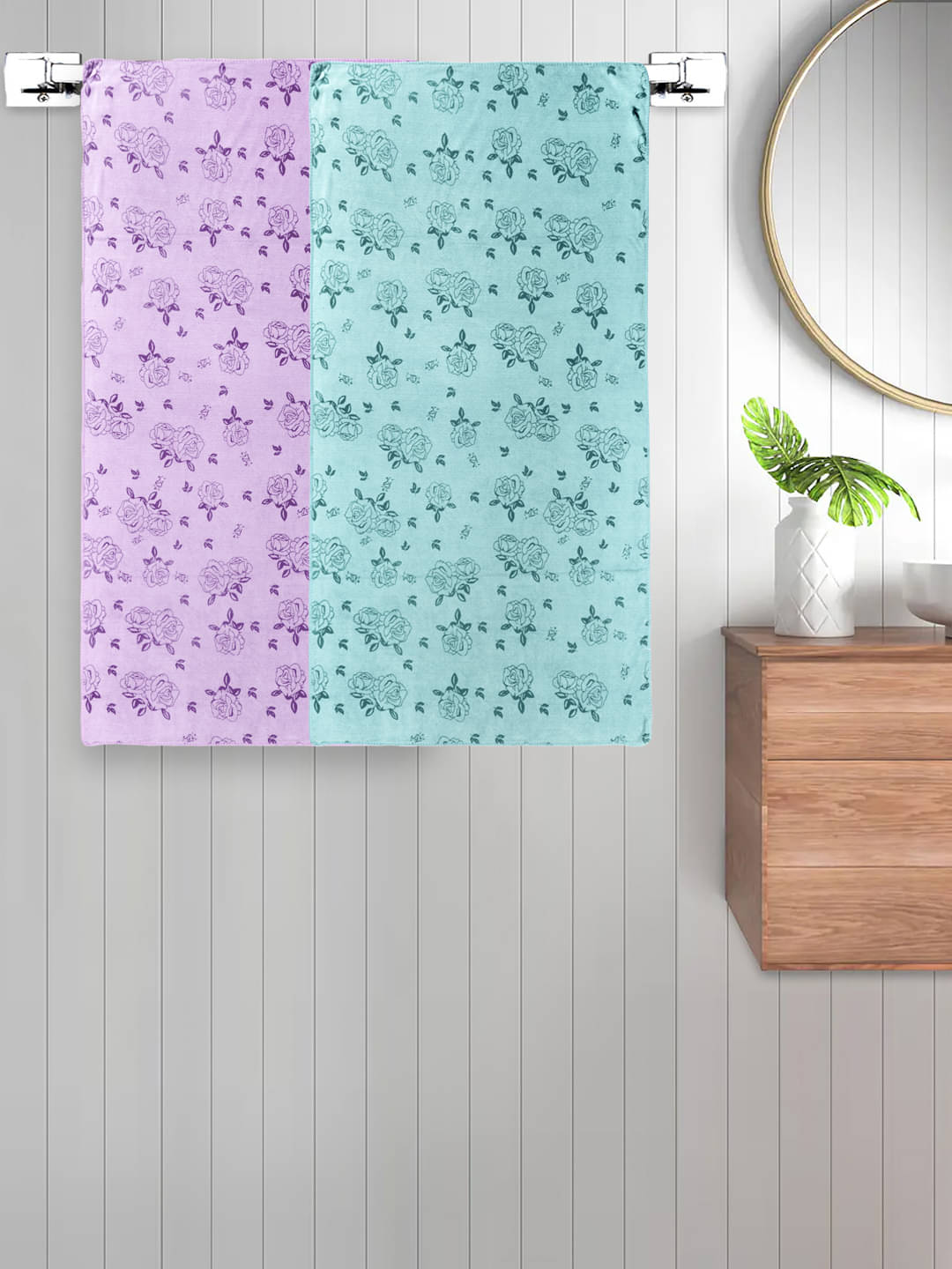     			FABINALIV Set of 2 Multi Cotton Bath Towels