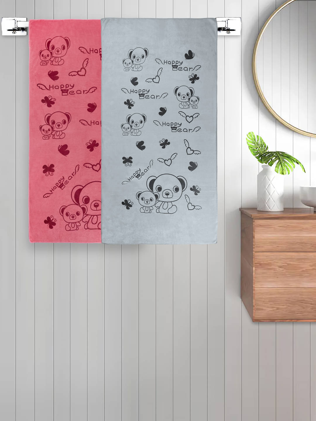     			FABINALIV Set of 2 Multi Cotton Bath Towels