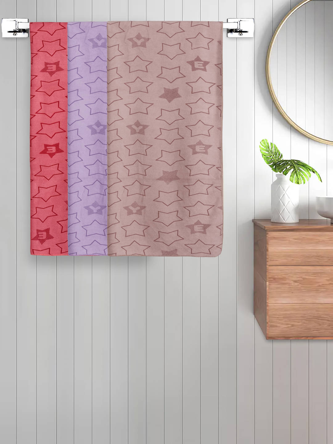     			FABINALIV Set of 3 Multi Cotton Bath Towels