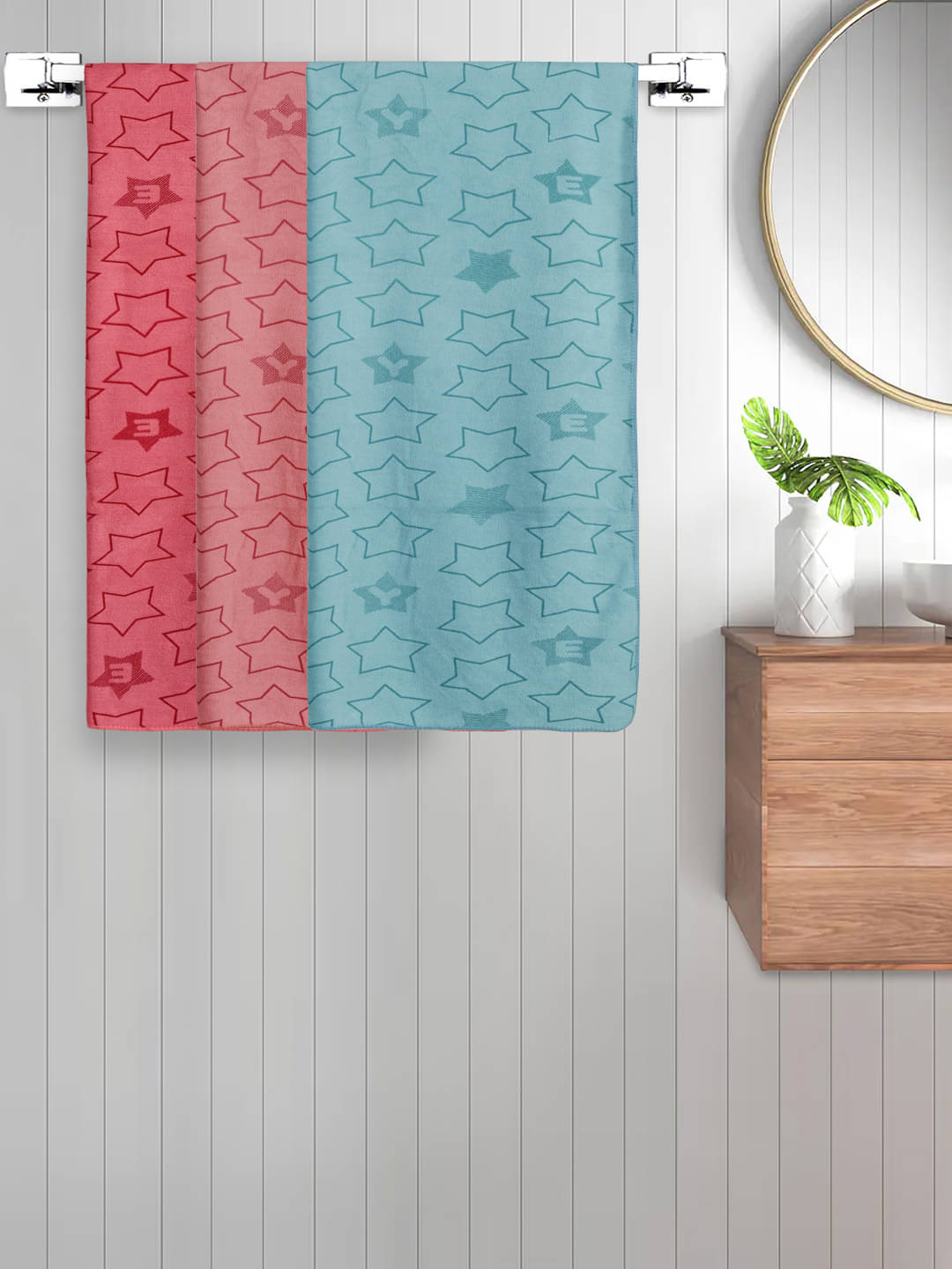     			FABINALIV Set of 3 Multi Cotton Bath Towels