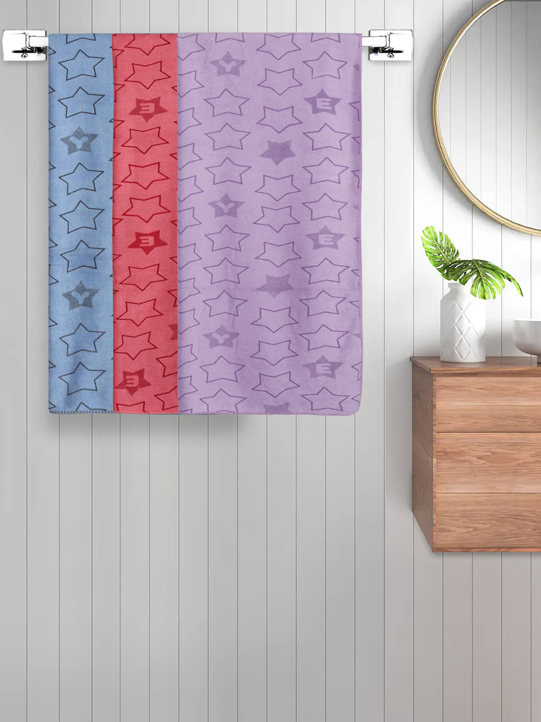     			FABINALIV Set of 3 Multi Cotton Bath Towels