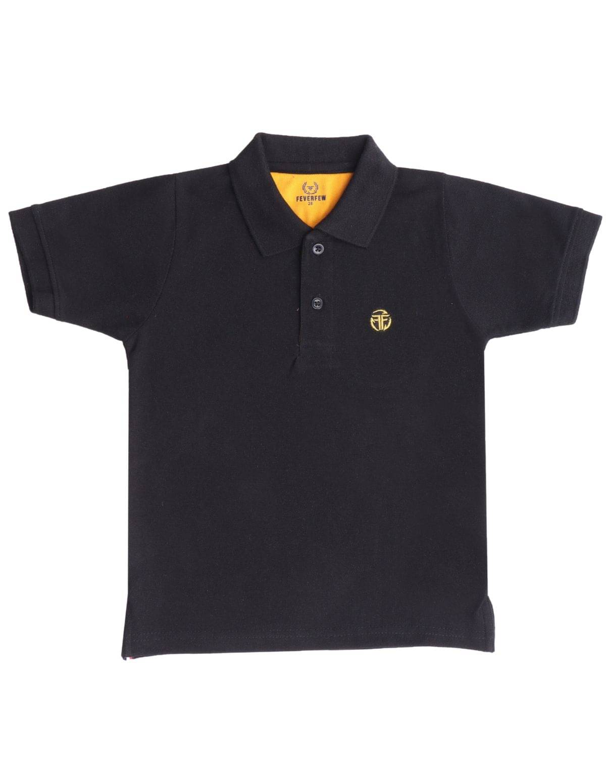     			FEVERFEW Pack of 1 Boys Cotton Blend T-Shirt ( Black )