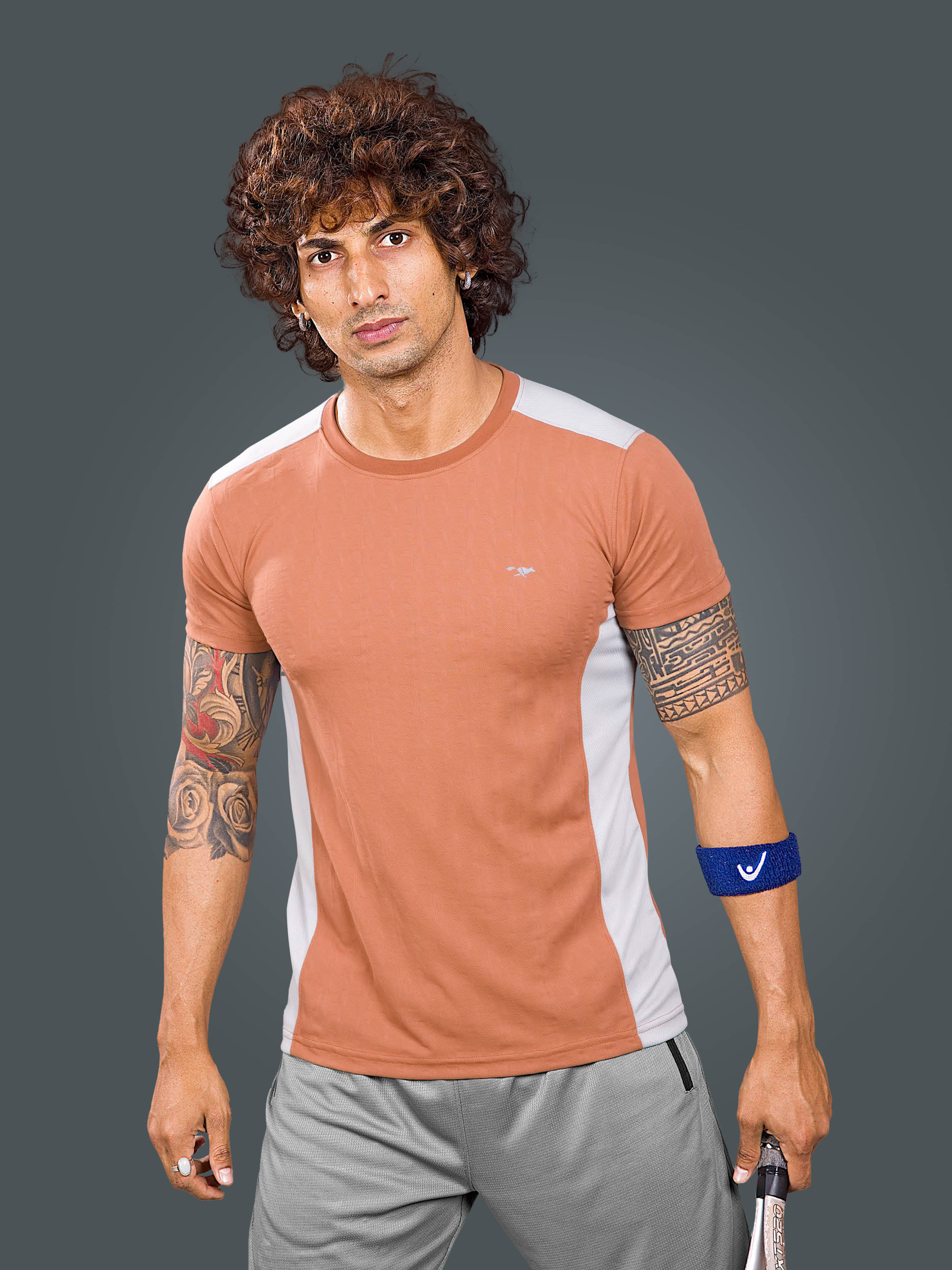 FROSEN FOX Polyester Regular Fit Self Design Half Sleeves Men's Round T-Shirt - Orange ( Pack of 1 ) FROSEN FOX Polyester Regular Fit Self Design Half Sleeves Men's Round T-Shirt - Orange ( Pack of 1 )