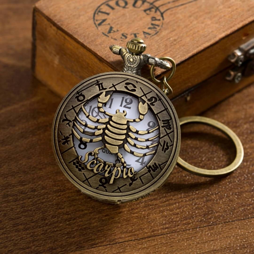 GT Gala Time Zodiac Sign Scorpio Pocket Watch Car Bike Key Chain with Key Ring Men Woman Gift Key Chain GT Gala Time Zodiac Sign Scorpio Pocket Watch Car Bike Key Chain with Key Ring Men Woman Gift Key Chain