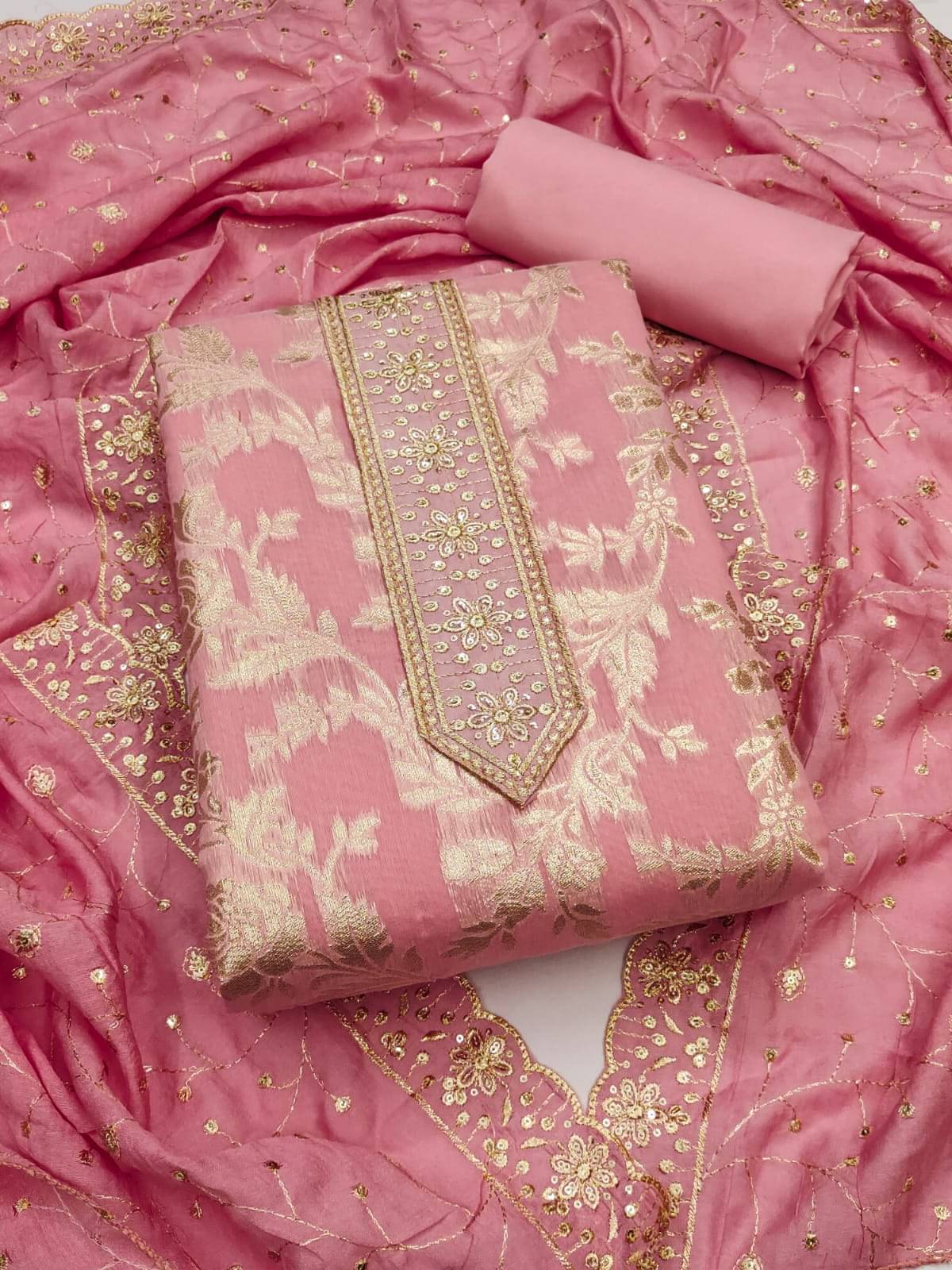 HL SILKMILLS Unstitched Banarasi Embroidered Dress Material - Pink ( Pack of 1 ) HL SILKMILLS Unstitched Banarasi Embroidered Dress Material - Pink ( Pack of 1 )