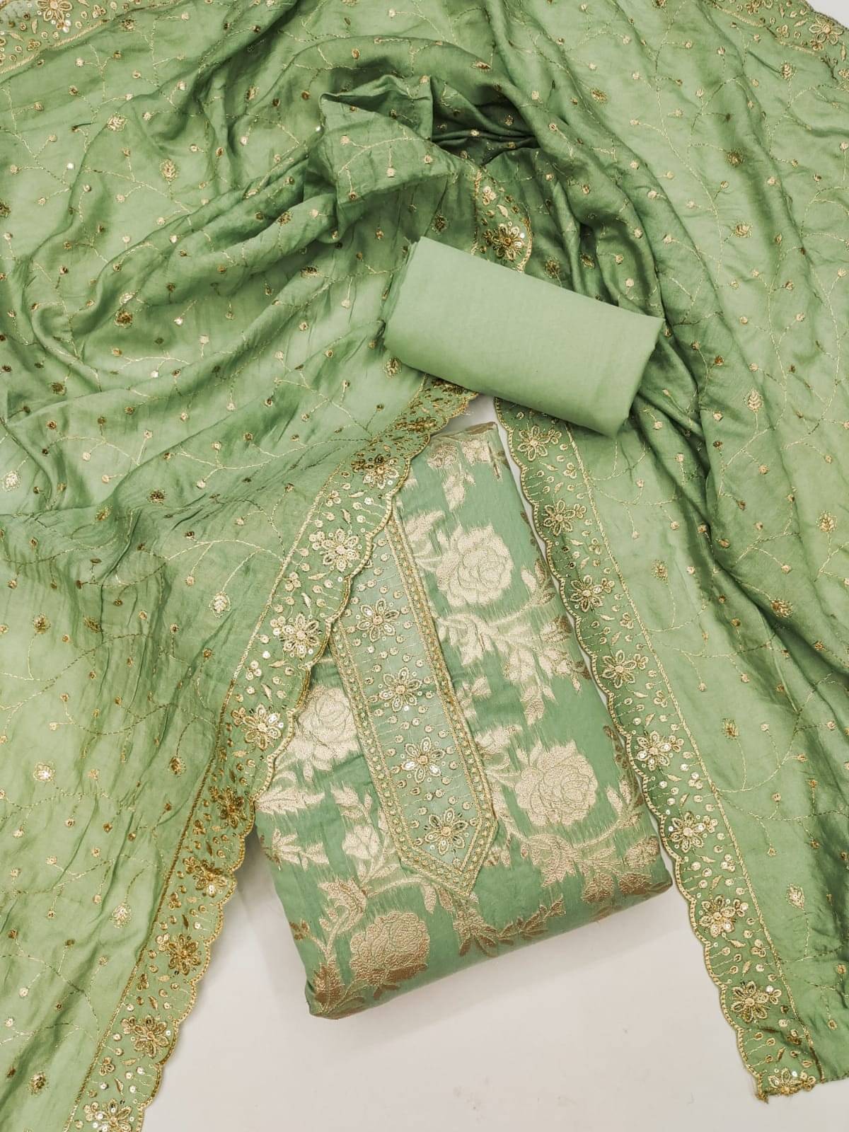 HL SILKMILLS Unstitched Banarasi Embroidered Dress Material - Green ( Pack of 1 ) HL SILKMILLS Unstitched Banarasi Embroidered Dress Material - Green ( Pack of 1 )