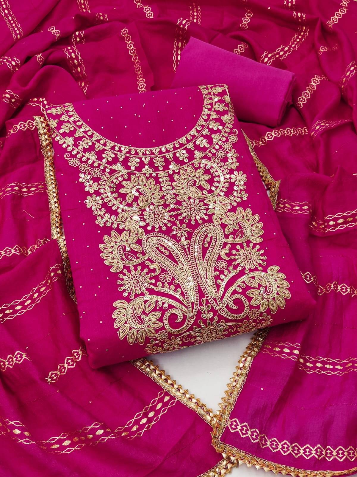 HL SILKMILLS Unstitched Chanderi Embroidered Dress Material - Pink ( Pack of 1 ) HL SILKMILLS Unstitched Chanderi Embroidered Dress Material - Pink ( Pack of 1 )