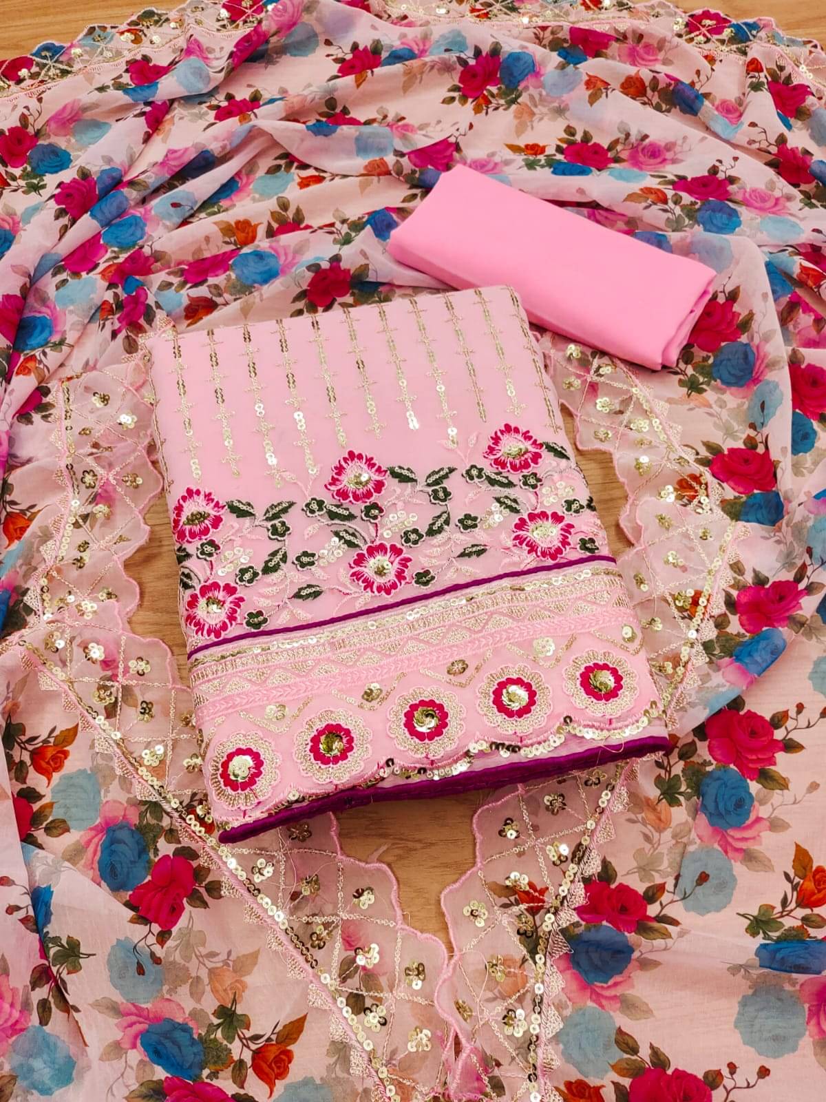 HL SILKMILLS Unstitched Georgette Embellished Dress Material - Pink ( Pack of 1 ) HL SILKMILLS Unstitched Georgette Embellished Dress Material - Pink ( Pack of 1 )