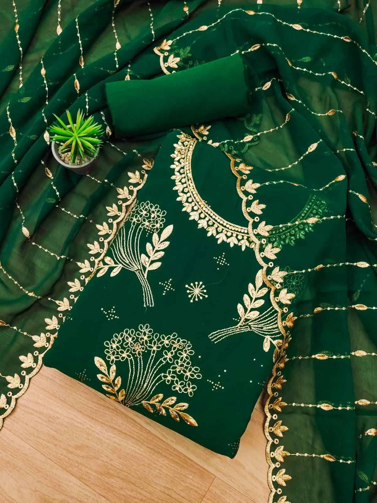HL SILKMILLS Unstitched Georgette Embroidered Dress Material - Green ( Pack of 1 ) HL SILKMILLS Unstitched Georgette Embroidered Dress Material - Green ( Pack of 1 )