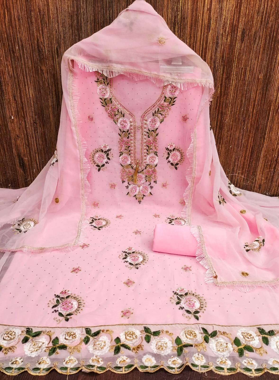 HL SILKMILLS Unstitched Georgette Embroidered Dress Material - Pink ( Pack of 1 ) HL SILKMILLS Unstitched Georgette Embroidered Dress Material - Pink ( Pack of 1 )