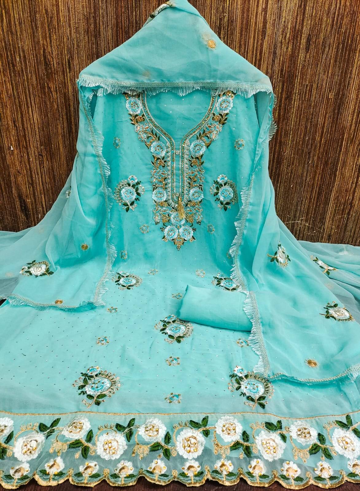 HL SILKMILLS Unstitched Georgette Embroidered Dress Material - Light Blue ( Pack of 1 ) HL SILKMILLS Unstitched Georgette Embroidered Dress Material - Light Blue ( Pack of 1 )