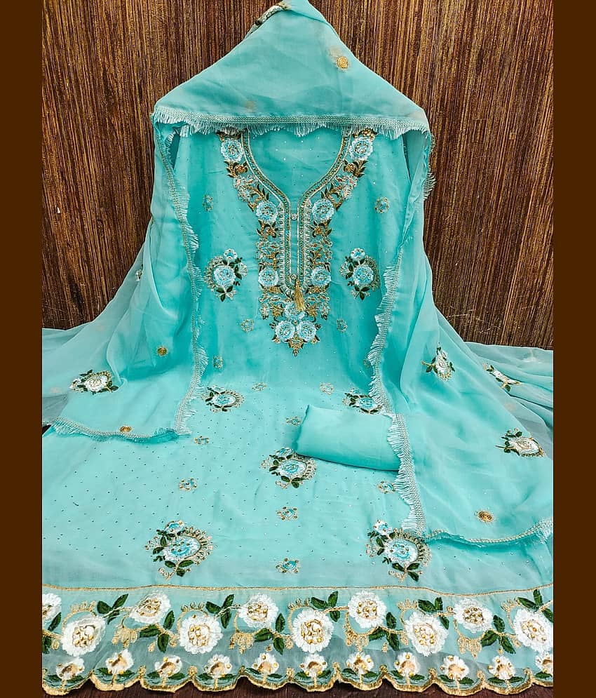 HL SILKMILLS Unstitched Georgette Embroidered Dress Material - Yellow ( Pack of 1 ) - Unstitched Fabrics | Buy online on ZillyBuy