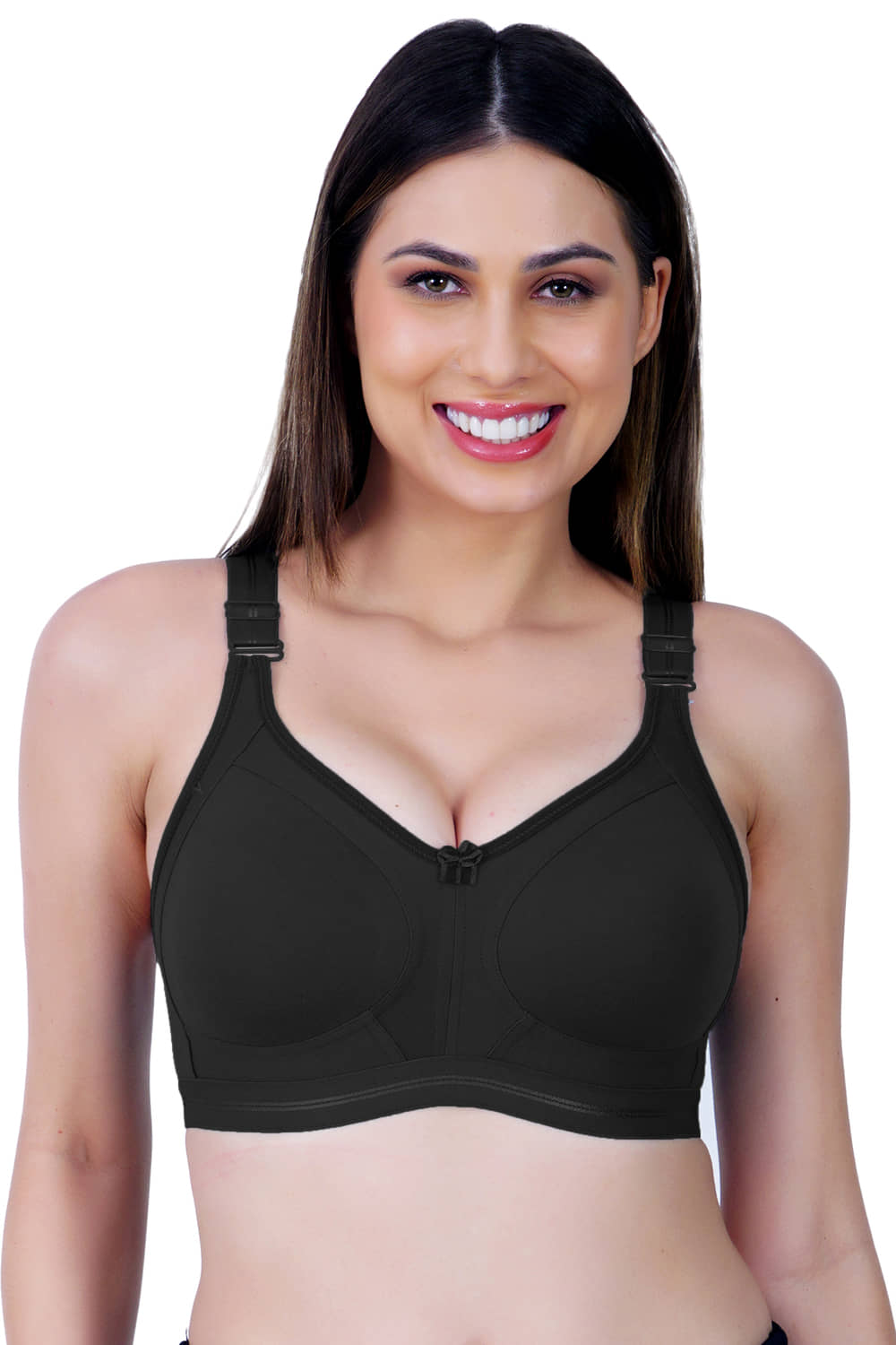 Ladyland Pack of 1 Cotton Blend Non Padded Everyday Bra For Women ( Black )
