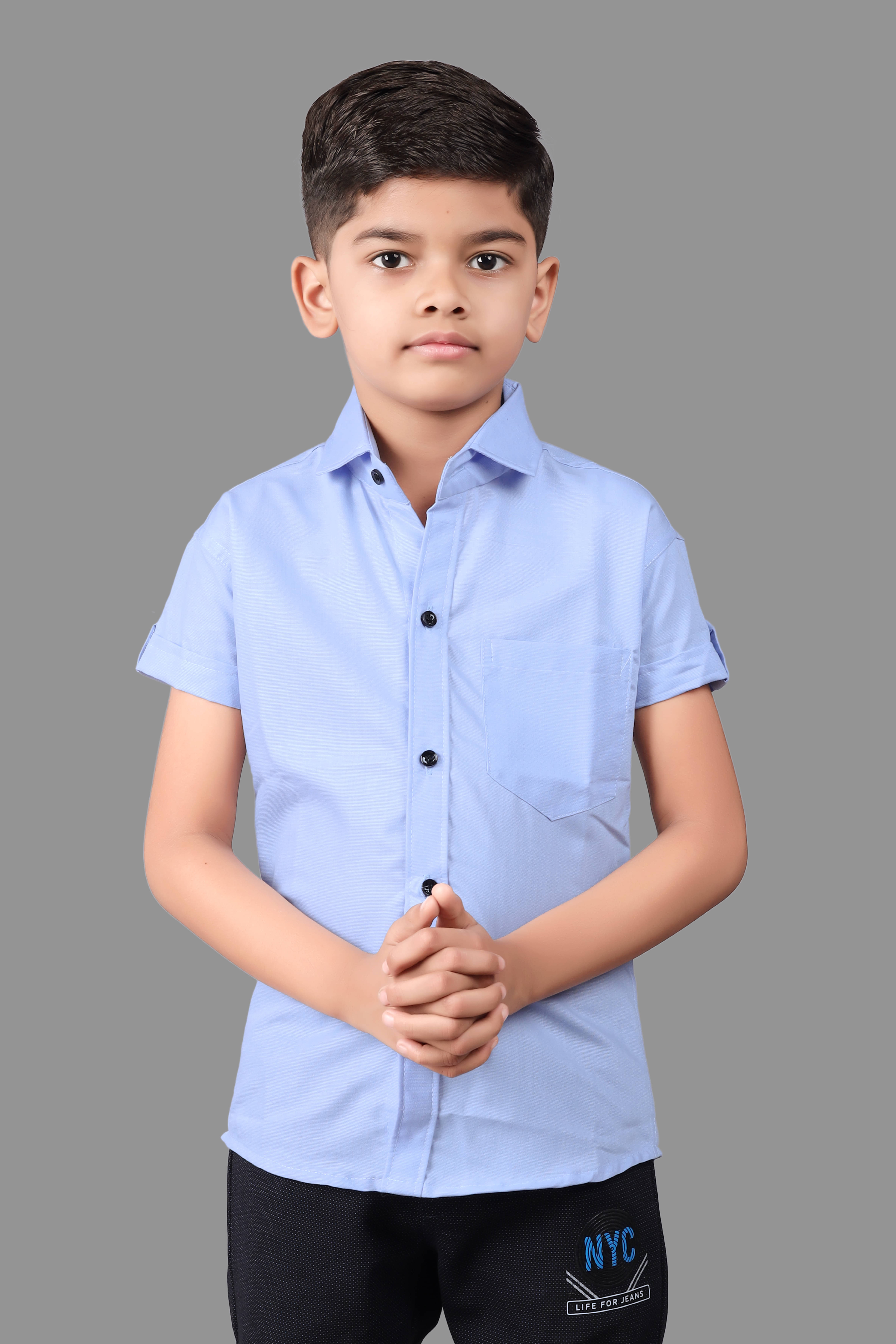 O'Womaniyah Pack of 1 Boys Cotton Blend Half Sleeves Shirt ( Sky Blue ) O'Womaniyah Pack of 1 Boys Cotton Blend Half Sleeves Shirt ( Sky Blue )