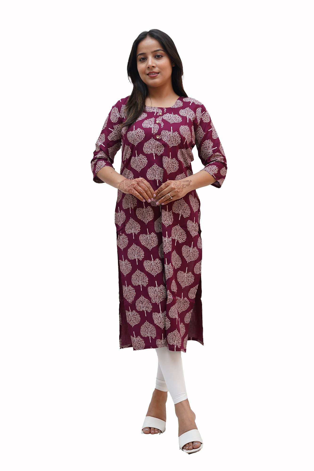 PickALook Pack of 1 Rayon Printed Straight Women's Kurti - ( Maroon ) PickALook Pack of 1 Rayon Printed Straight Women's Kurti - ( Maroon )