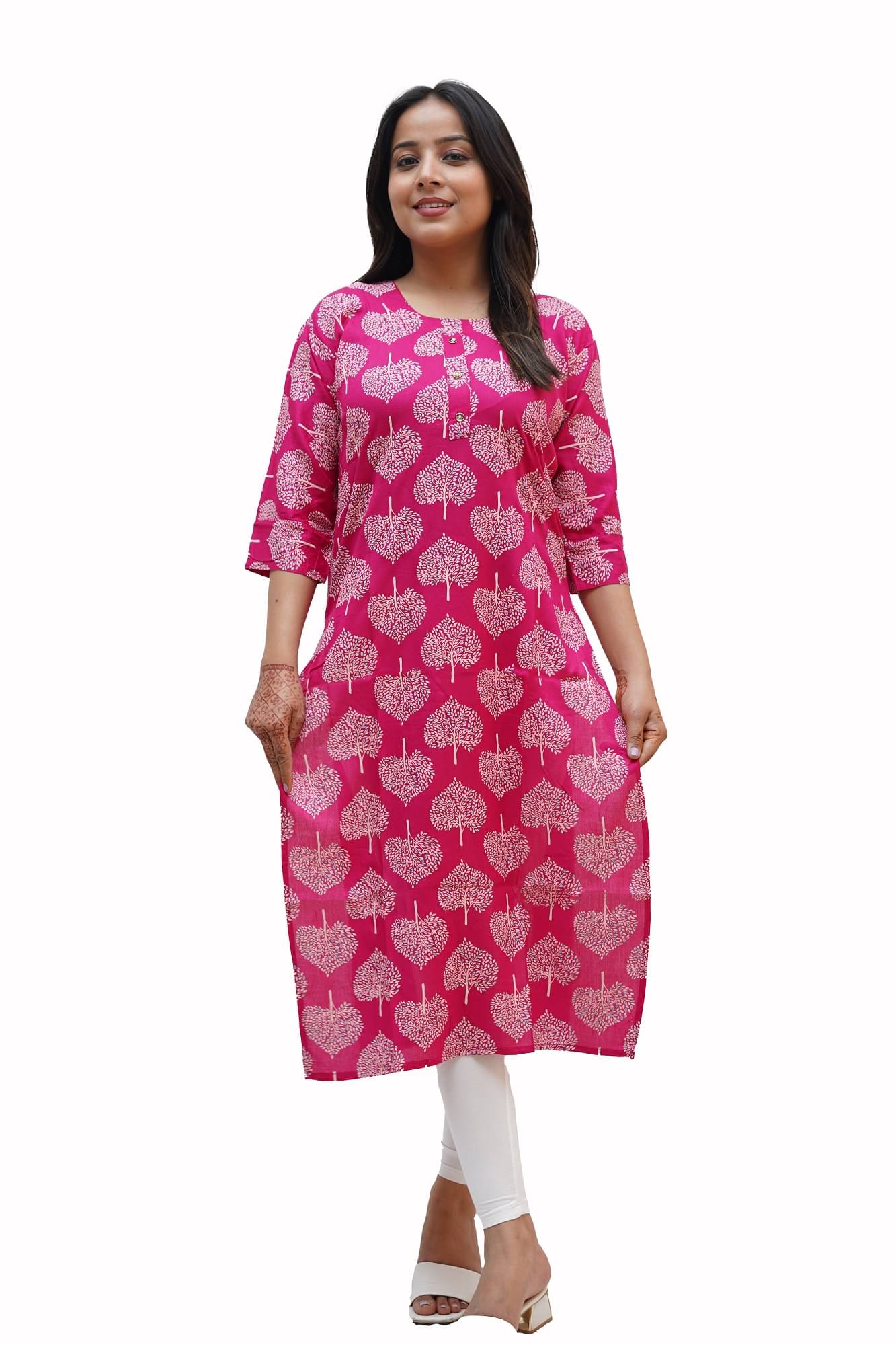     			PickALook Pack of 1 Rayon Printed Straight Women's Kurti - ( Pink )