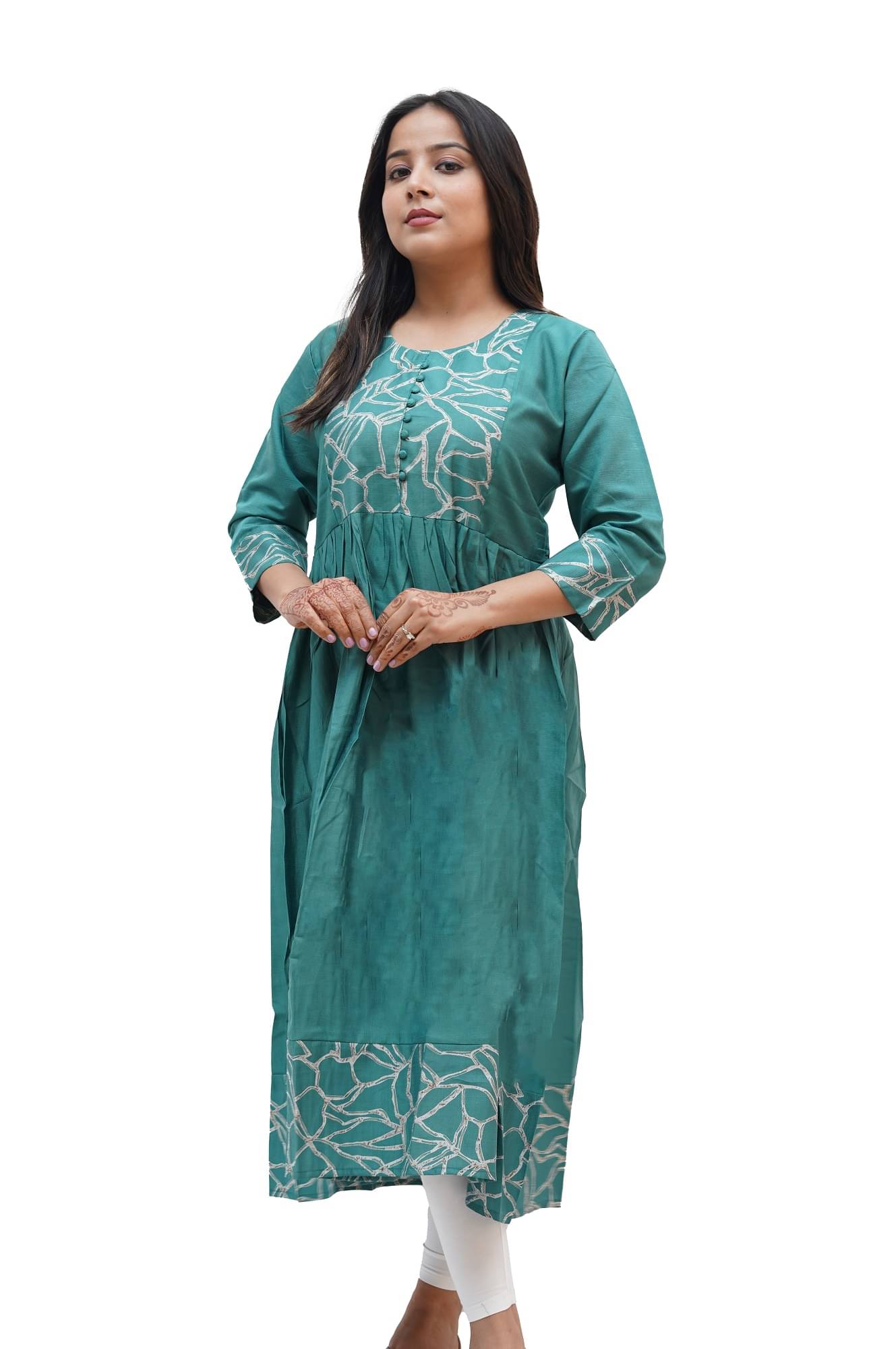     			PickALook Pack of 1 Rayon Printed Anarkali Women's Kurti - ( Green )