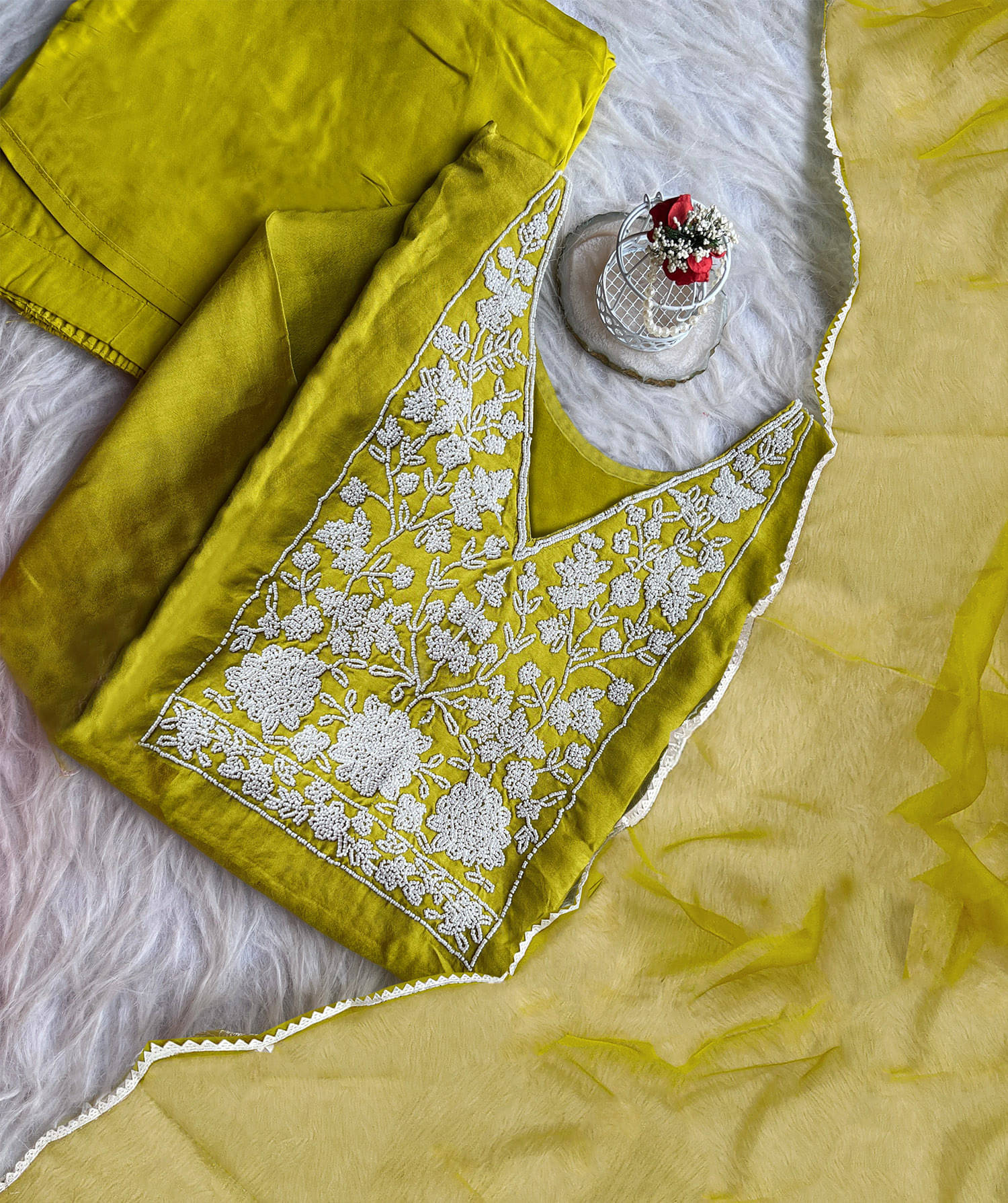 Trijal Fab Cotton Silk Embroidered Kurti With Pants Women's Stitched Salwar Suit - Lime Green ( Pack of 1 )     			Trijal Fab Cotton Silk Embroidered Kurti With Pants Women's Stitched Salwar Suit - Lime Green ( Pack of 1 )