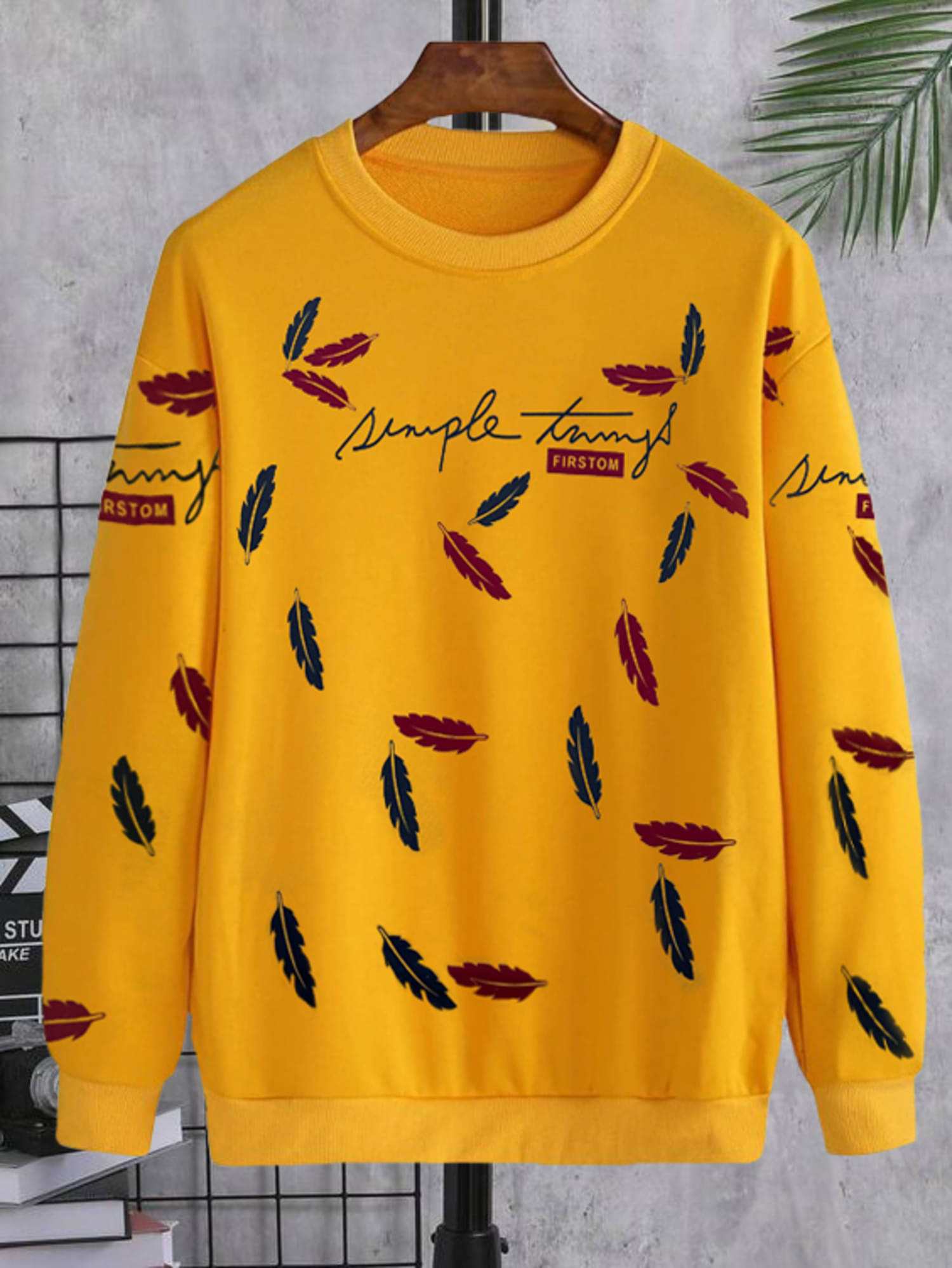     			Try This Cotton Blend Regular Fit Printed Full Sleeves Men's Round T-Shirt - Yellow ( Pack of 1 )