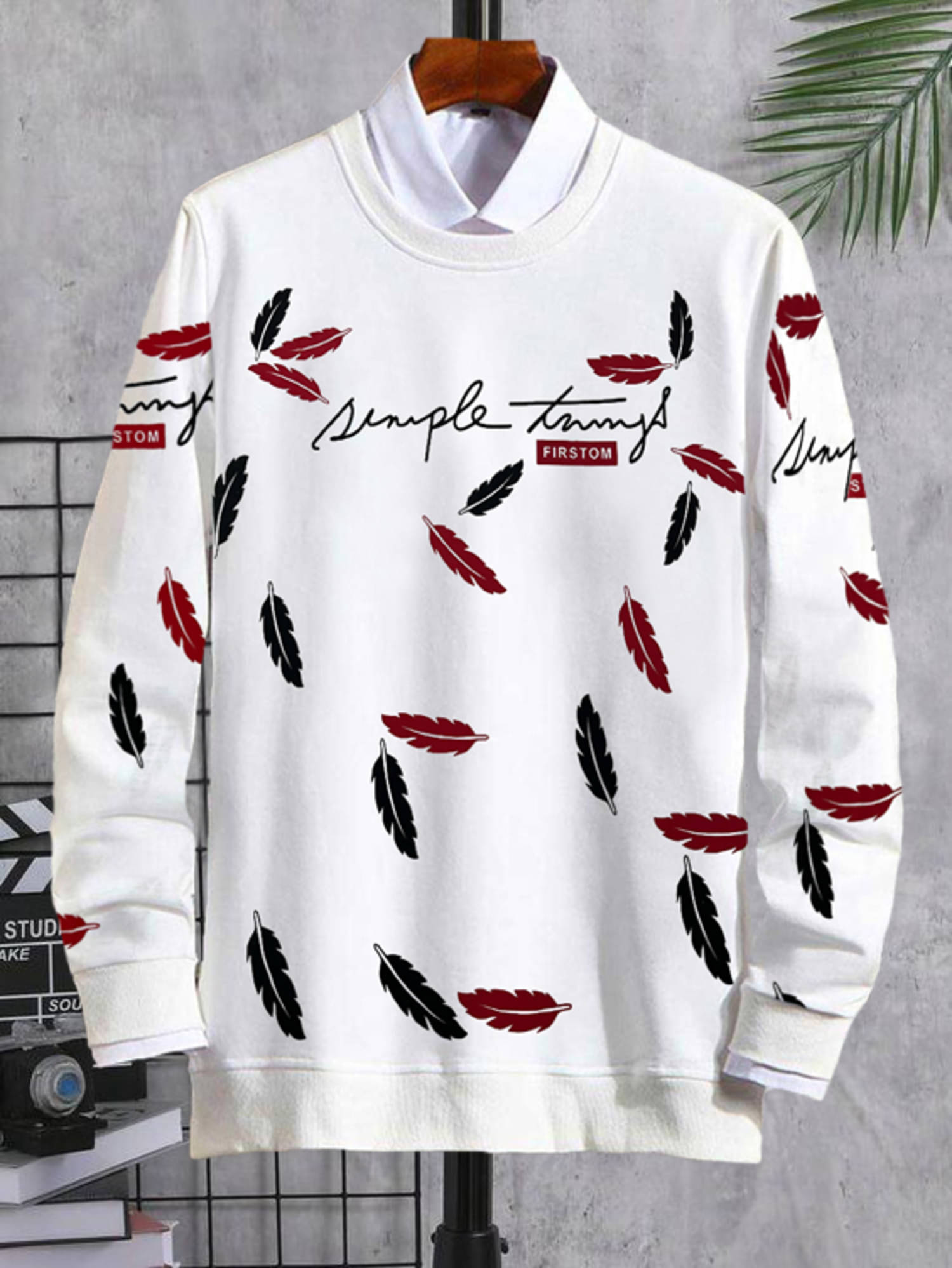     			Try This Cotton Blend Regular Fit Printed Full Sleeves Men's Round T-Shirt - Red ( Pack of 1 )