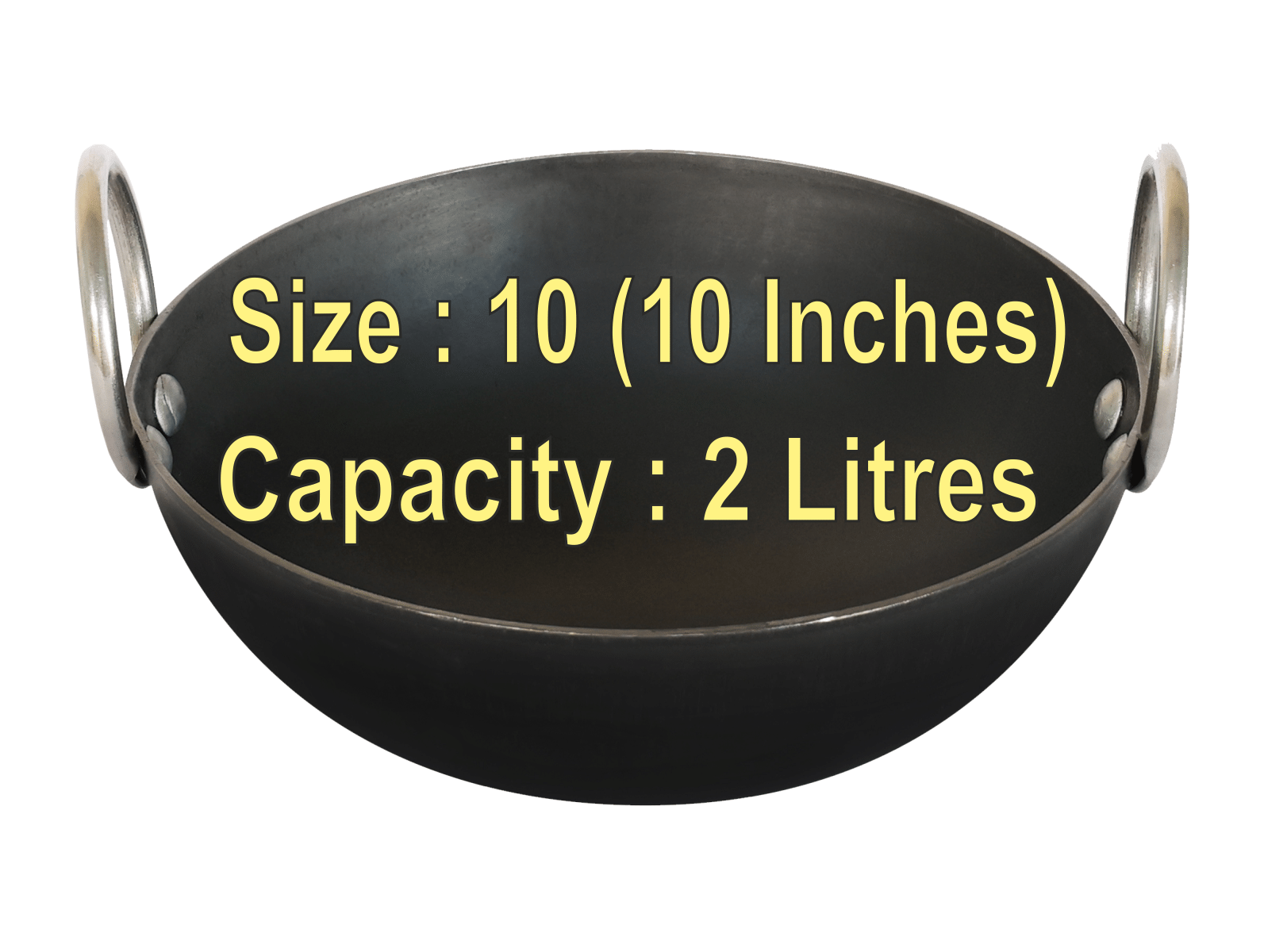     			Veer Ms Kadai Non coated Iron Deep Kadhai Heavy Bottom Stainless Steel Handle 2 Thickness mm 25 cm Diameter ( 2 L )