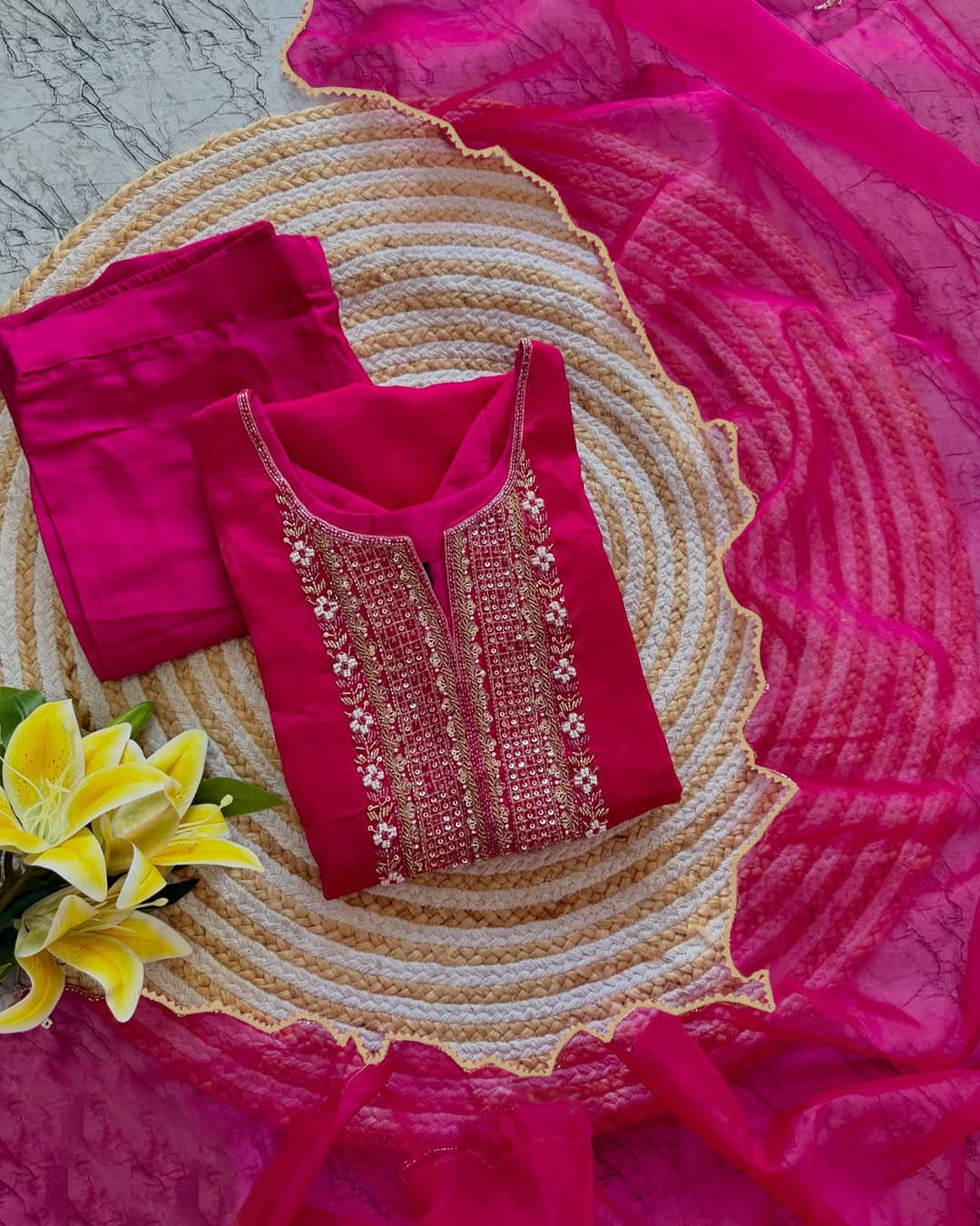 kedar fab Cotton Silk Embroidered Kurti With Pants Women's Stitched Salwar Suit - Pink ( Pack of 1 ) kedar fab Cotton Silk Embroidered Kurti With Pants Women's Stitched Salwar Suit - Pink ( Pack of 1 )