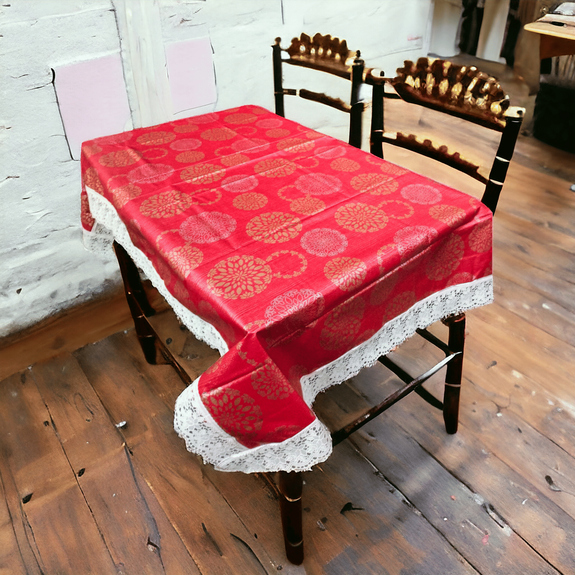 mopak decor Printed Polyester 4 Seater Square Table Cover ( 152 x 102 ) cm Pack of 1 Red mopak decor Printed Polyester 4 Seater Square Table Cover ( 152 x 102 ) cm Pack of 1 Red