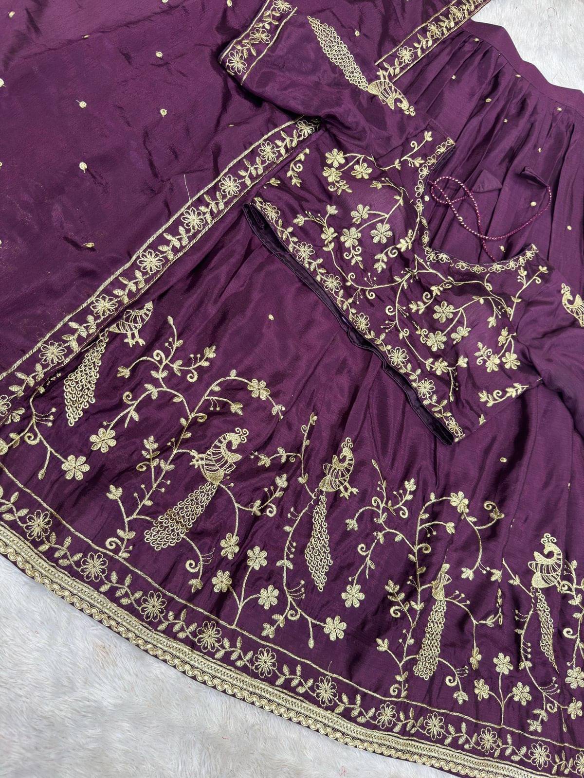 A TO Z CART Purple Silk Chaniya Choli Semi Stitched Lehenga Single A TO Z CART Purple Silk Chaniya Choli Semi Stitched Lehenga Single