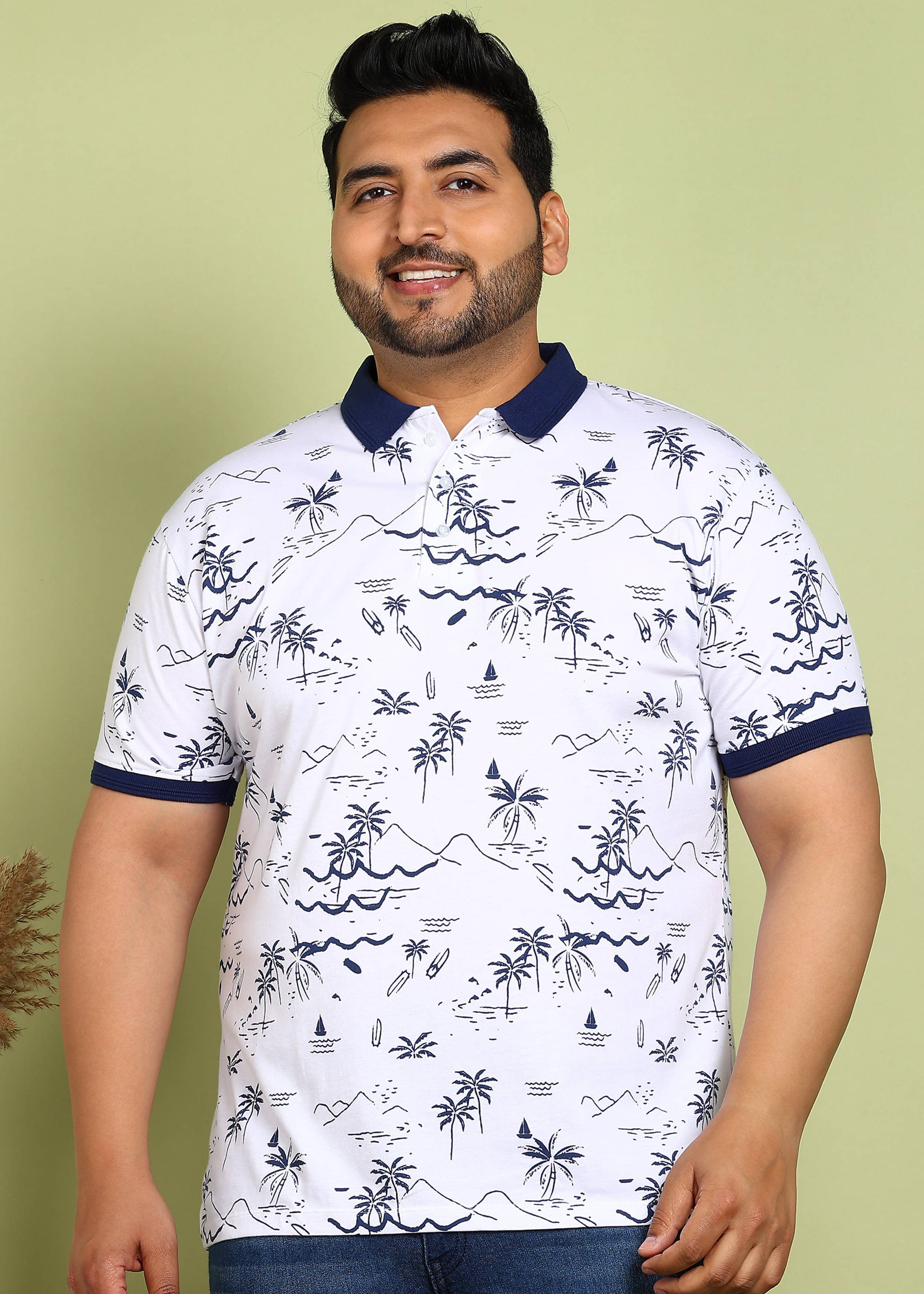 ADWYN PETER Pack of 1 Cotton Regular Fit Printed Half Sleeves Men's Polo T Shirt ( Blue ) ADWYN PETER Pack of 1 Cotton Regular Fit Printed Half Sleeves Men's Polo T Shirt ( Blue )