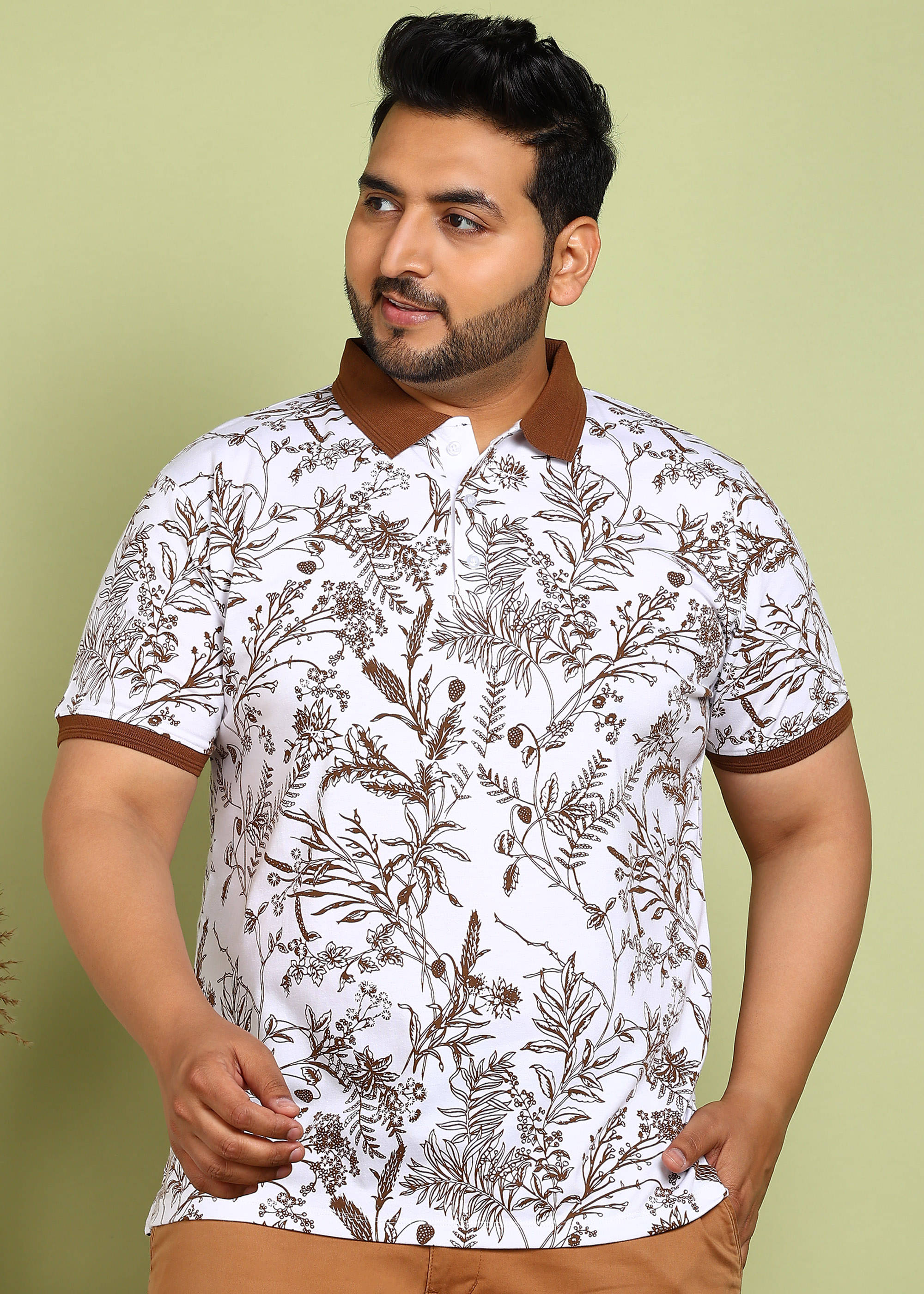 ADWYN PETER Pack of 1 Cotton Regular Fit Printed Half Sleeves Men's Polo T Shirt ( Brown ) ADWYN PETER Pack of 1 Cotton Regular Fit Printed Half Sleeves Men's Polo T Shirt ( Brown )