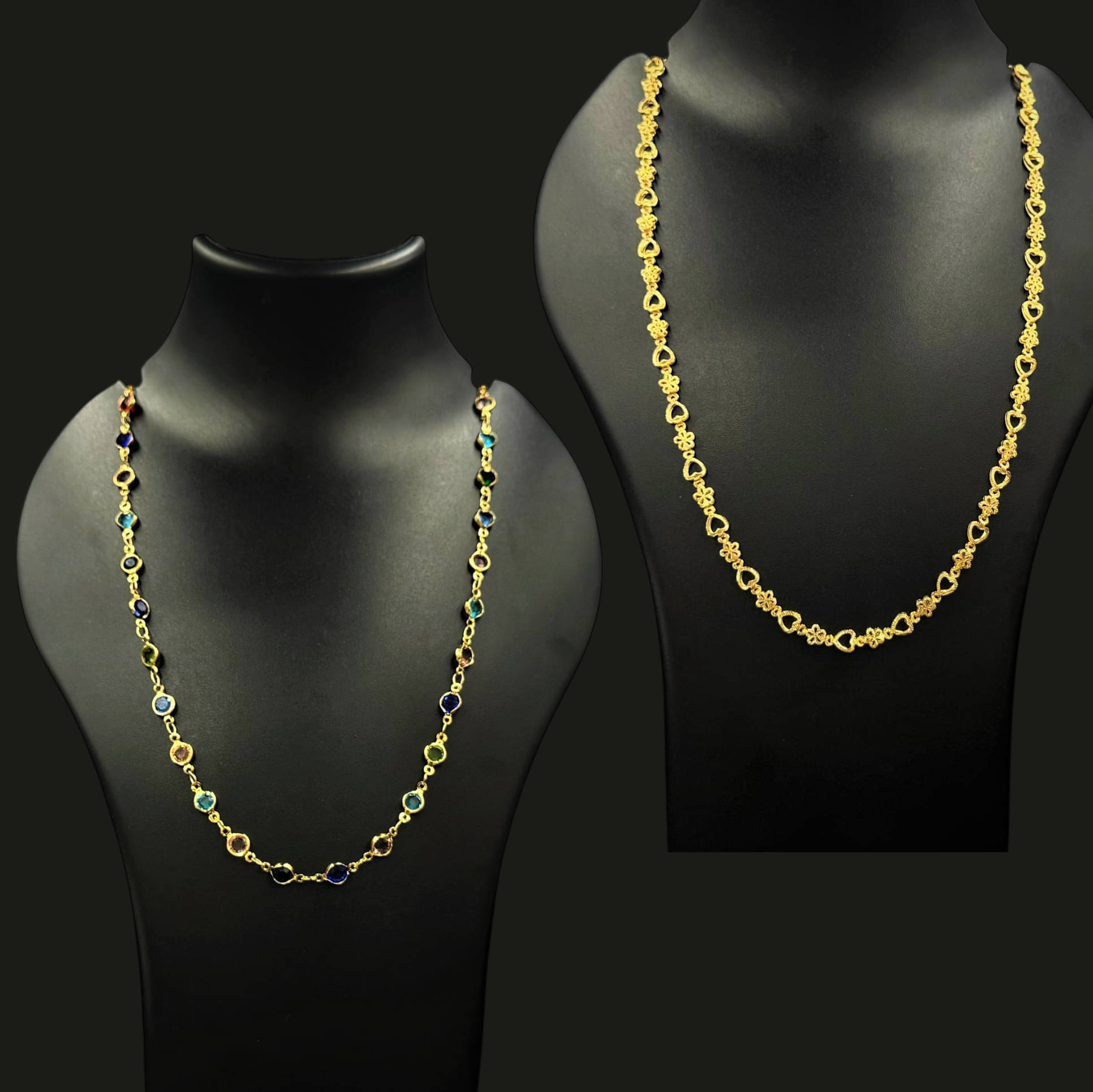     			AKLINA Gold Plated Chains Combo ( Set of 2 )