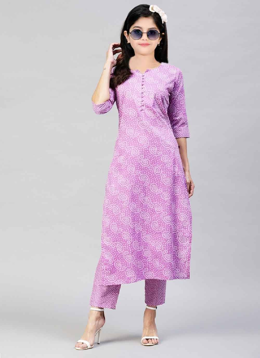     			Apnisha Girls Rayon Kurti with Pants ( Pack of 1 , Pink )