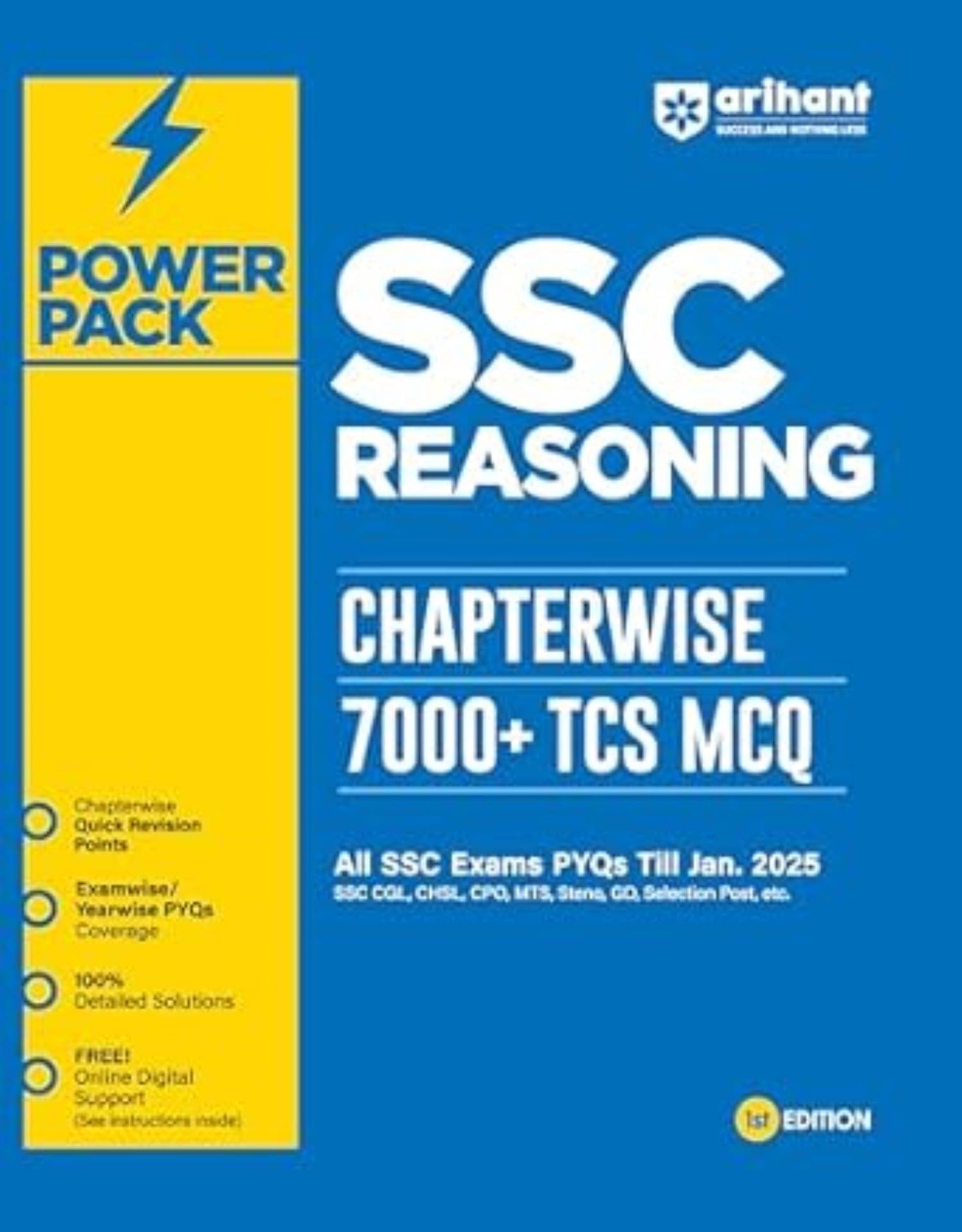     			Arihant Power Pack Series for SSC Reasoning | Chapterwise 7000+ TCS MCQ | All SSC Exams PYQs Till Jan.2025