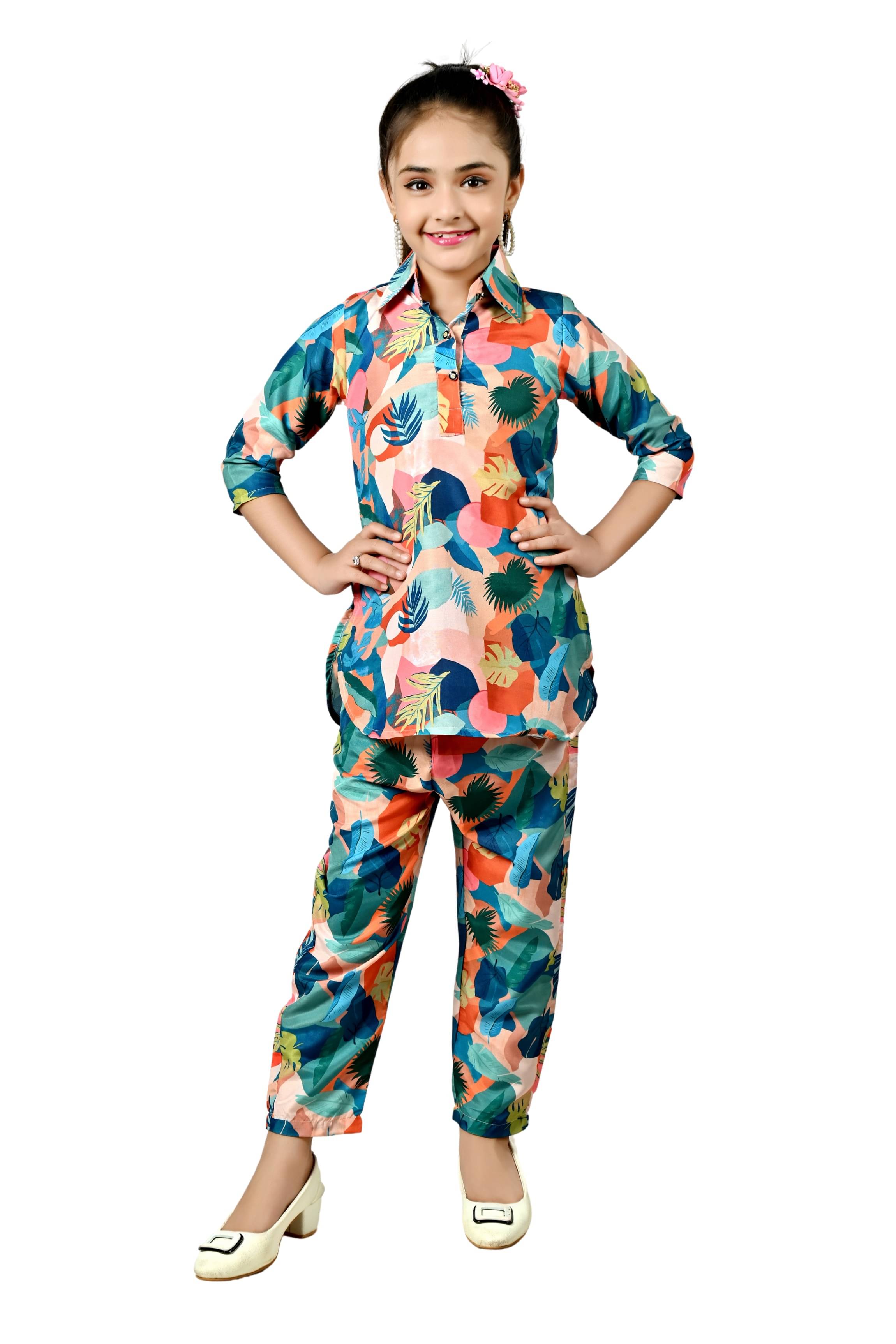 Arshia Fashions Pack of 1 Girls Polyester Shirt & Pant ( Blue )     			Arshia Fashions Pack of 1 Girls Polyester Shirt & Pant ( Blue )