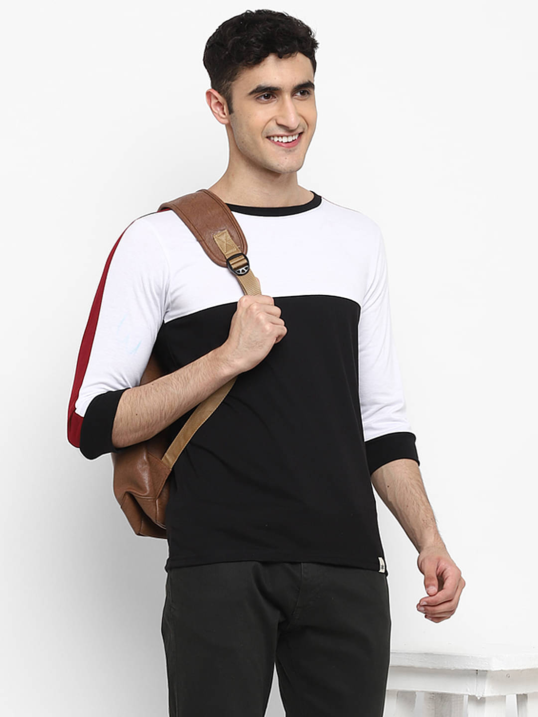 BUKKL Cotton Regular Fit Colorblock 3/4th Sleeves Men's Round T-Shirt - Black ( Pack of 1 ) BUKKL Cotton Regular Fit Colorblock 3/4th Sleeves Men's Round T-Shirt - Black ( Pack of 1 )