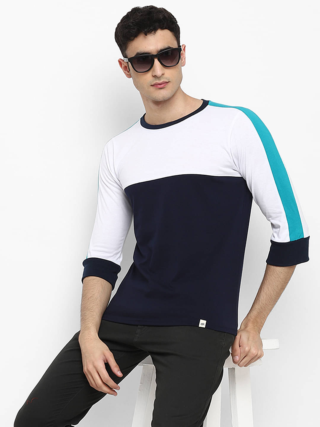 BUKKL Cotton Regular Fit Colorblock 3/4th Sleeves Men's Round T-Shirt - Navy ( Pack of 1 ) BUKKL Cotton Regular Fit Colorblock 3/4th Sleeves Men's Round T-Shirt - Navy ( Pack of 1 )