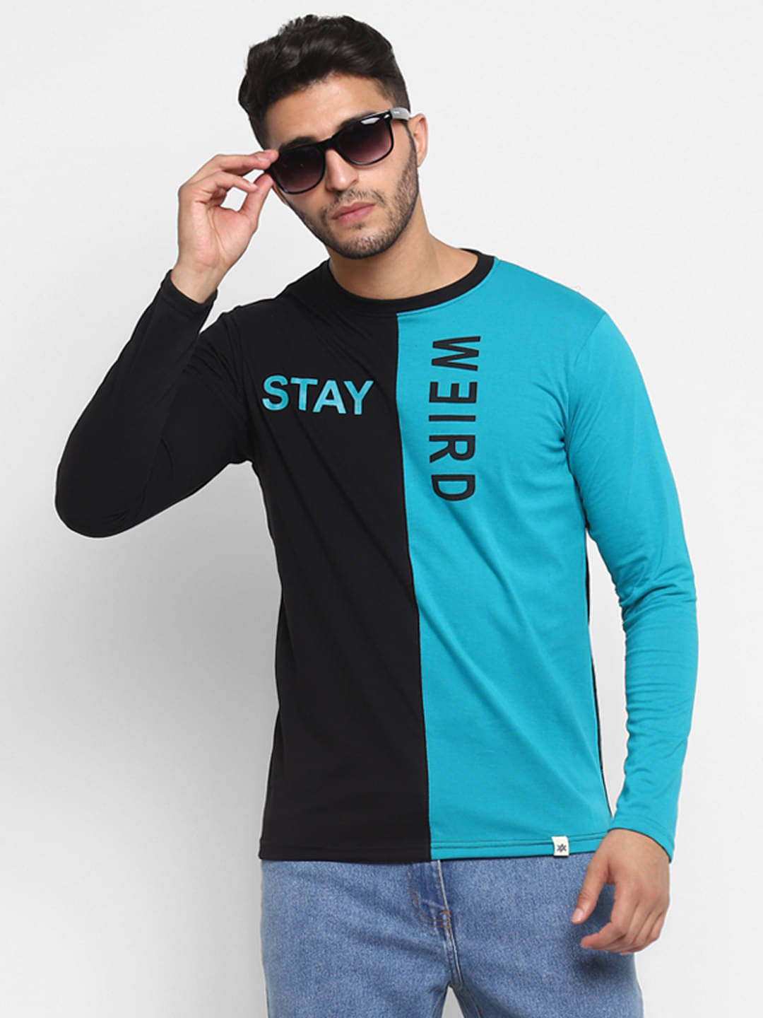 BUKKL Cotton Regular Fit Colorblock Full Sleeves Men's Round T-Shirt - Blue ( Pack of 1 ) BUKKL Cotton Regular Fit Colorblock Full Sleeves Men's Round T-Shirt - Blue ( Pack of 1 )