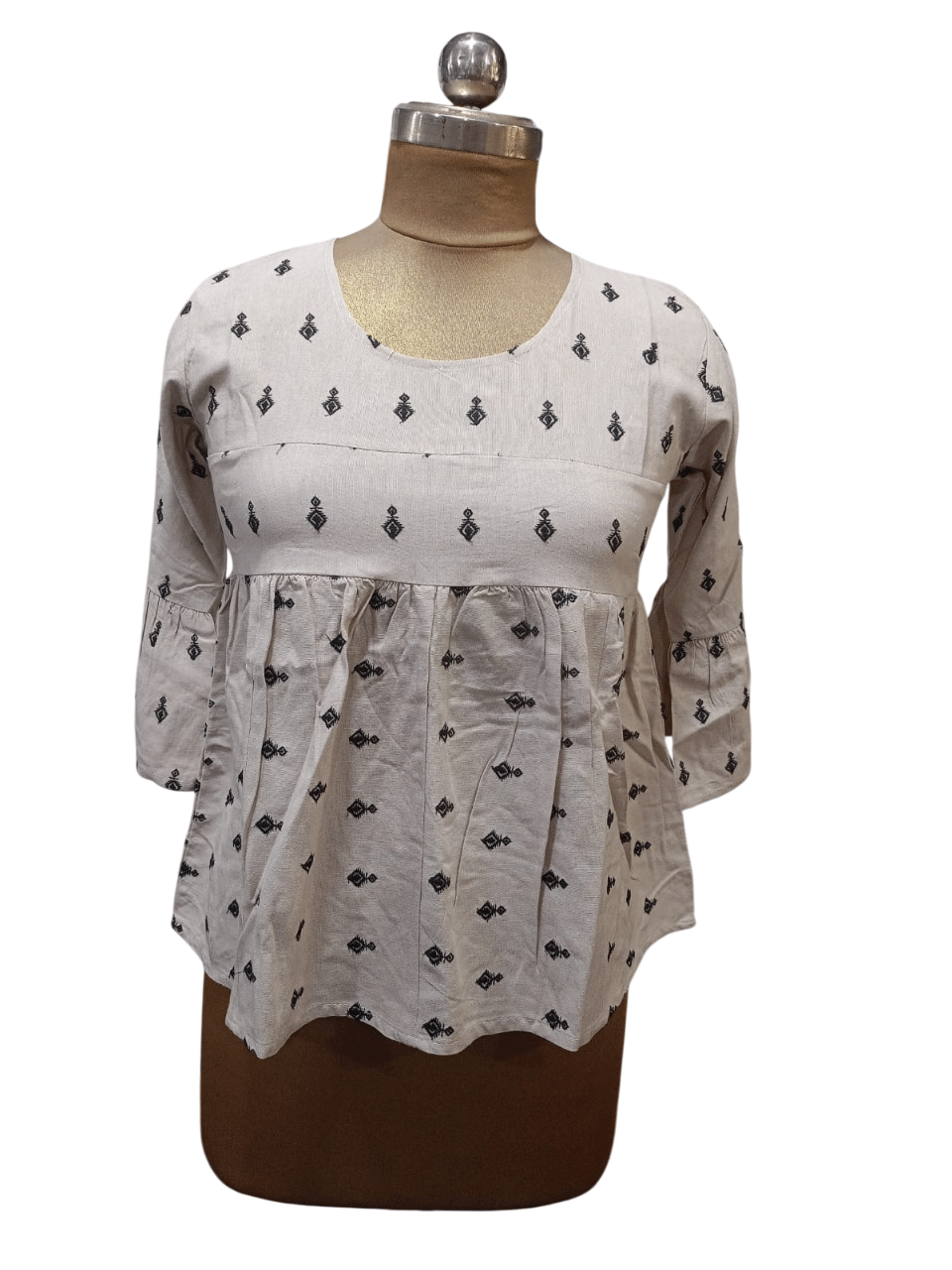     			CIEARO VINTAGE Women's Cotton A-Line Top ( Cream )