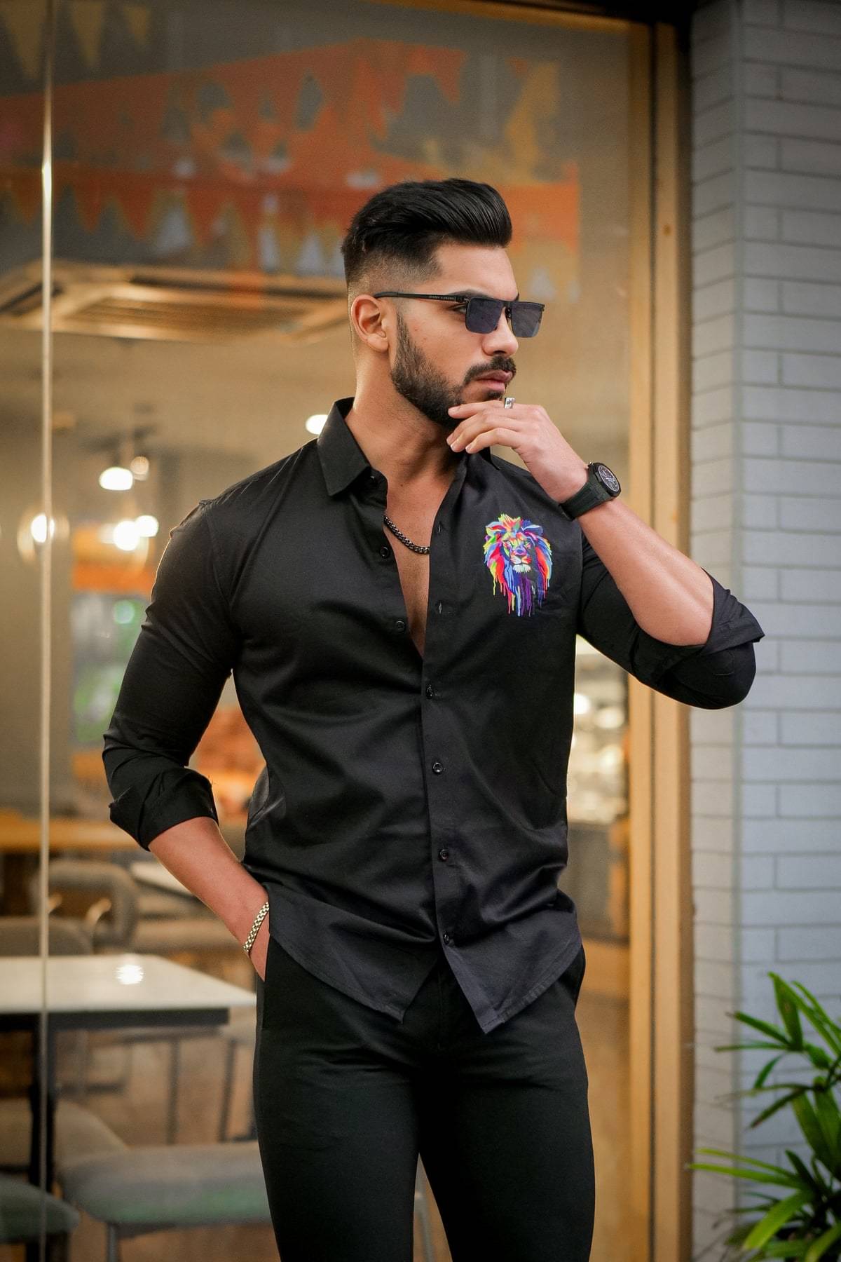     			CRESALE Cotton Blend Regular Fit Printed Full Sleeves Men's Casual Shirt - Black ( Pack of 1 )