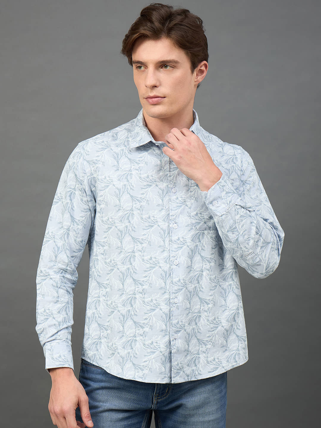 Club York Cotton Blend Slim Fit Printed Full Sleeves Men's Casual Shirt - Blue ( Pack of 1 )