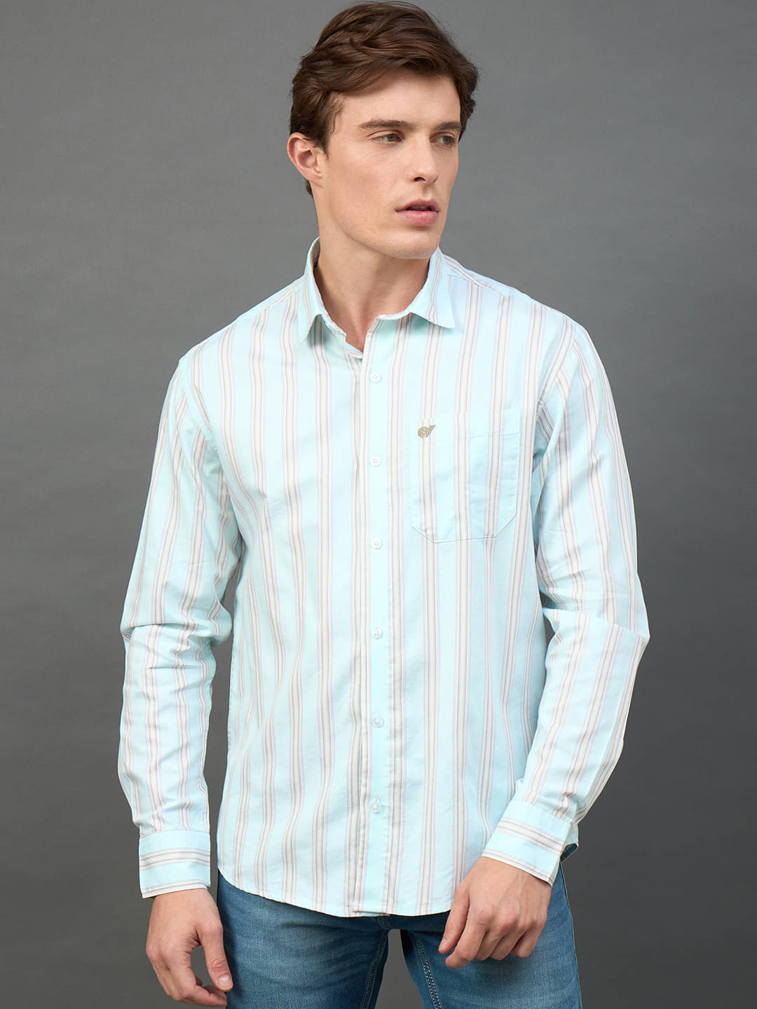 Club York Cotton Blend Slim Fit Striped Full Sleeves Men's Casual Shirt - Blue ( Pack of 1 )     			Club York Cotton Blend Slim Fit Striped Full Sleeves Men's Casual Shirt - Blue ( Pack of 1 )