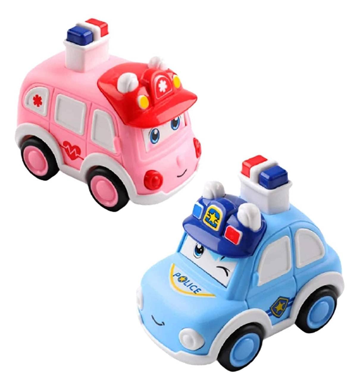 DENFE Kid's New Play Set Plastic Ambulance & Police Car Friction Powered Press and Go Vehicle Toy for Kids (Pack of 2) DENFE Kid's New Play Set Plastic Ambulance & Police Car Friction Powered Press and Go Vehicle Toy for Kids (Pack of 2)