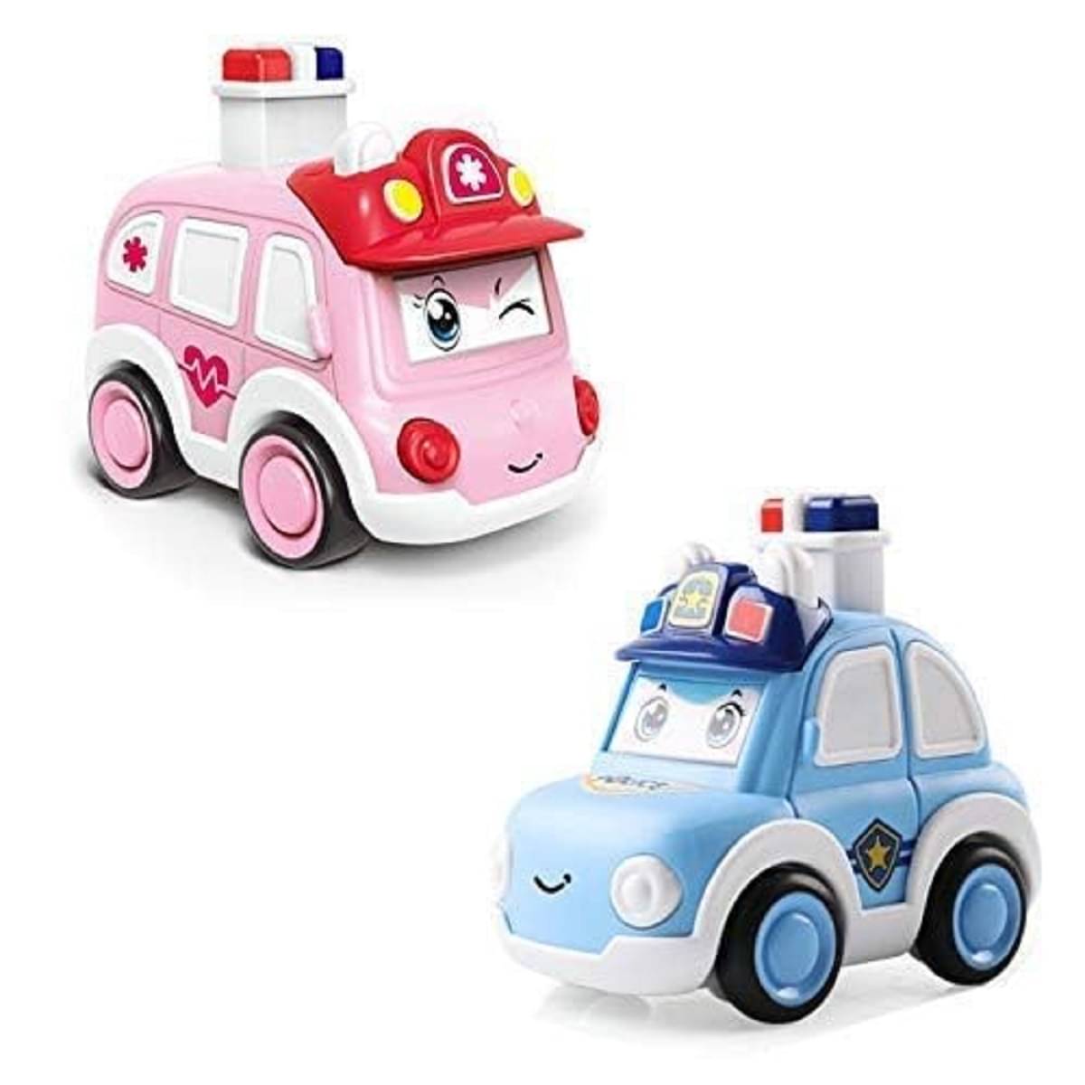 DENFE Kid's New Play Set Plastic Ambulance & Police Car Friction Powered Press and Go Vehicle Toy for Kids (Pack of 2) DENFE Kid's New Play Set Plastic Ambulance & Police Car Friction Powered Press and Go Vehicle Toy for Kids (Pack of 2)